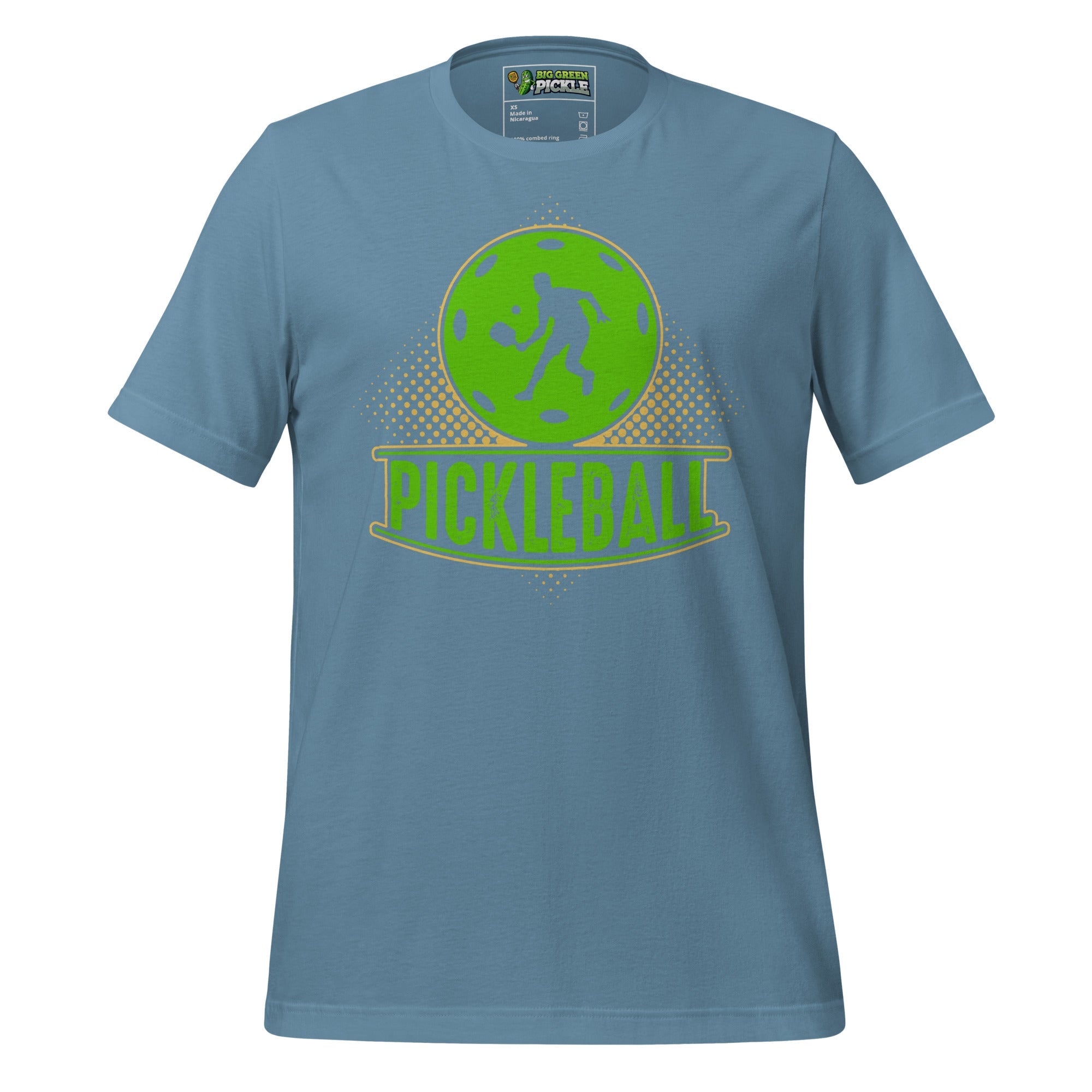 Green Pickleball Graphic Tee – Sporty & Fun - Steel Blue