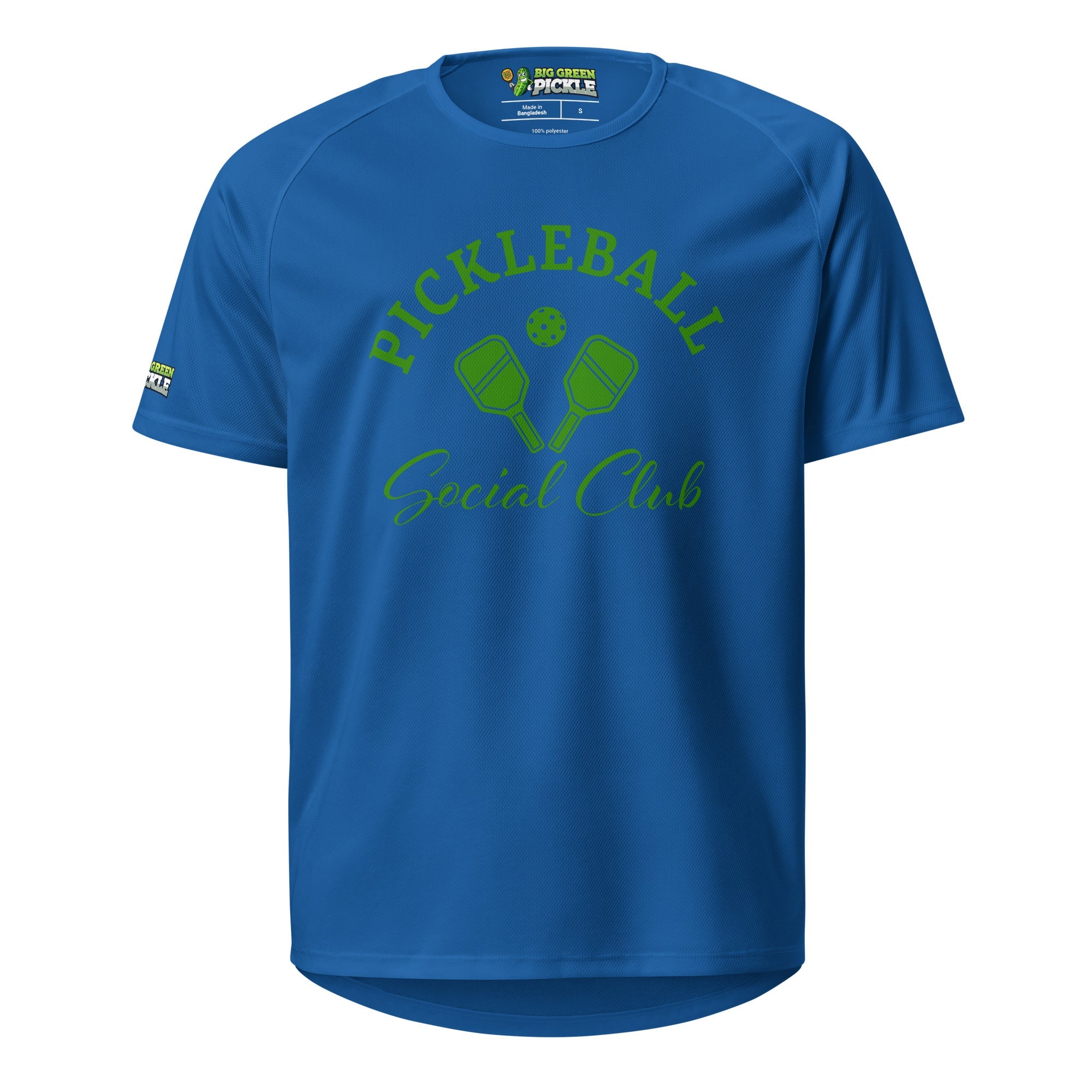 Green Pickleball Social Club Moisture Wicking Polyester Mesh T-Shirt - Royal Blue