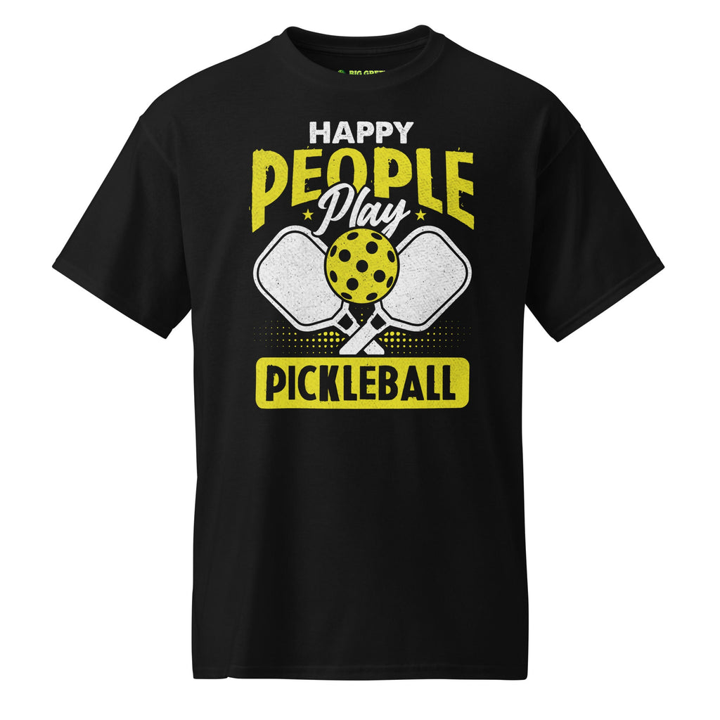 Happy People Play Pickleball T-Shirt – Feel - Good Game Tee - Black