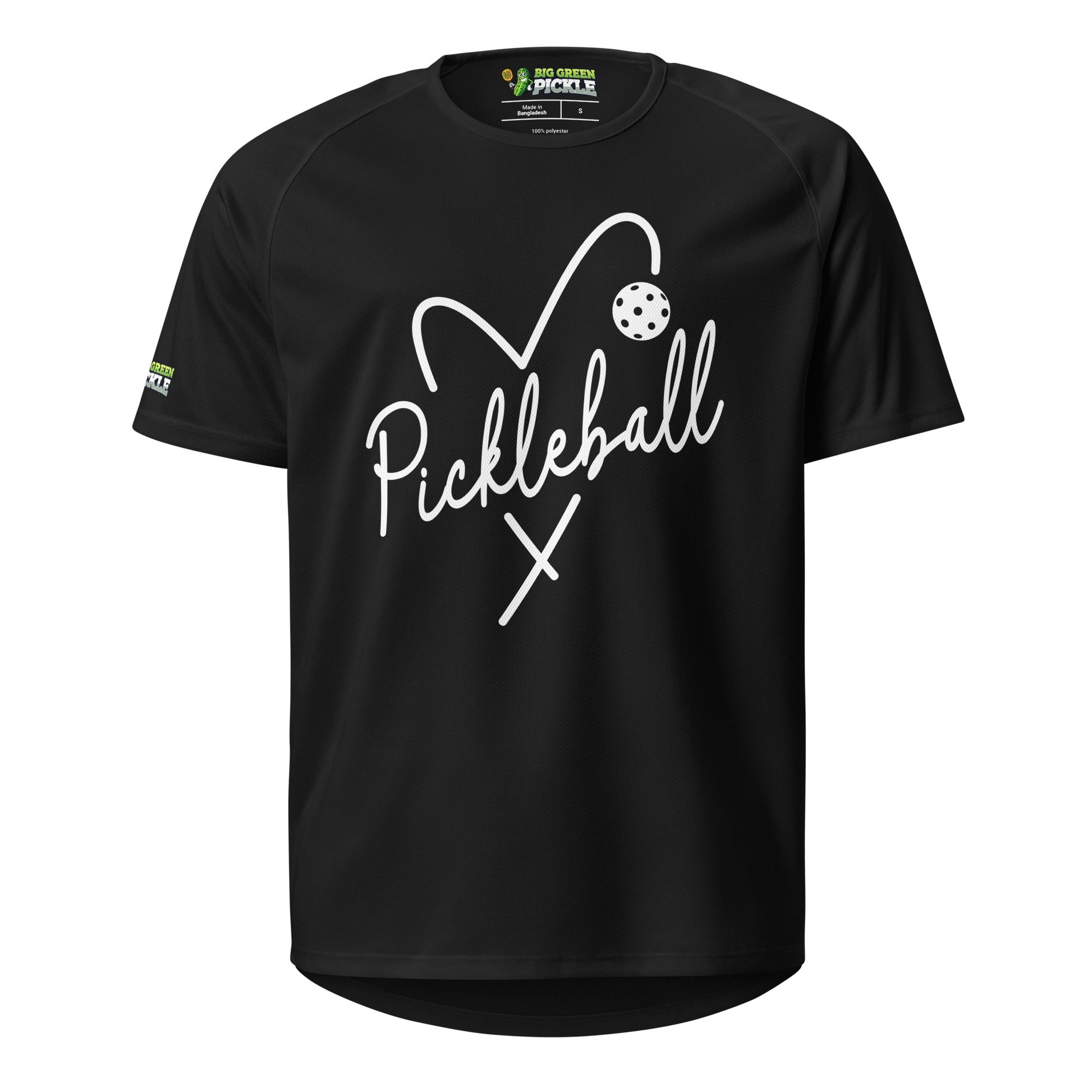 Heart Pickleball Moisture Wicking T-Shirt - Black