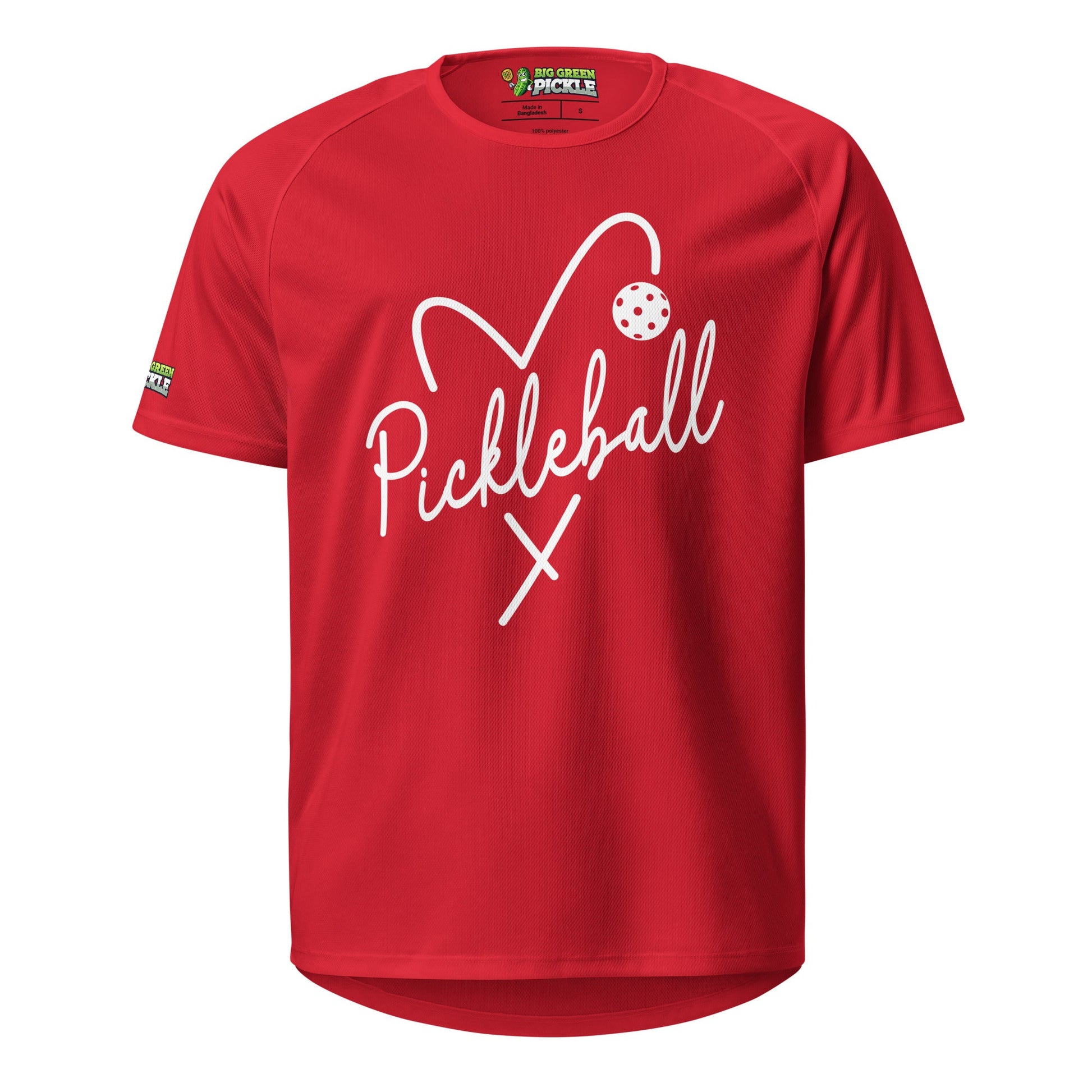 Heart Pickleball Moisture Wicking T-Shirt - Red