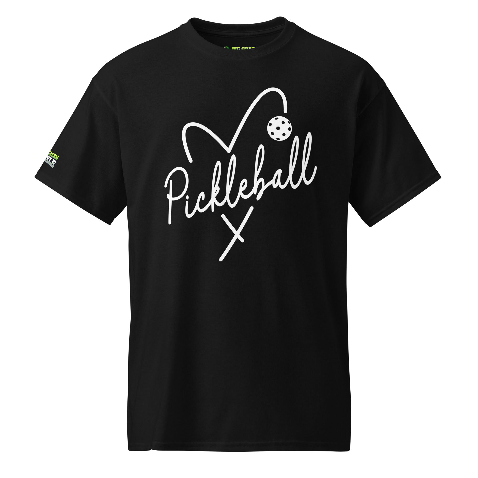 Heart Pickleball T-Shirt (50/50 Poly - Blend Tee) - Black