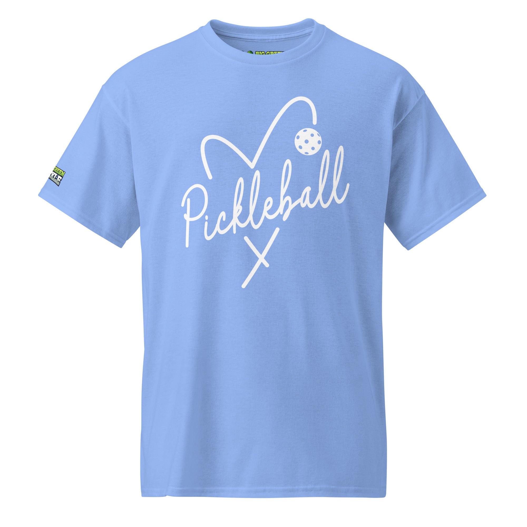 Heart Pickleball T-Shirt (50/50 Poly - Blend Tee) - Carolina Blue