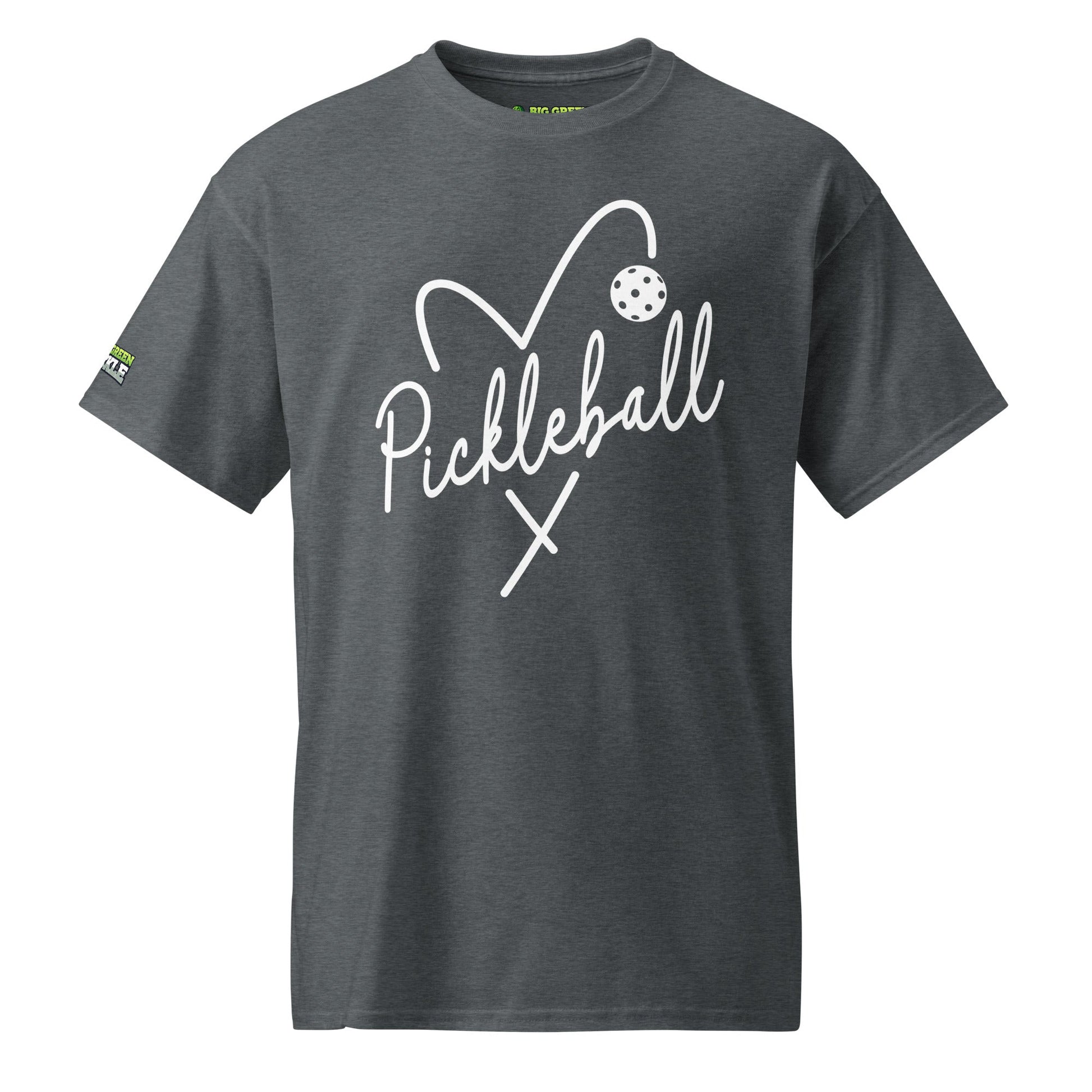 Heart Pickleball T-Shirt (50/50 Poly - Blend Tee) - Dark Heather