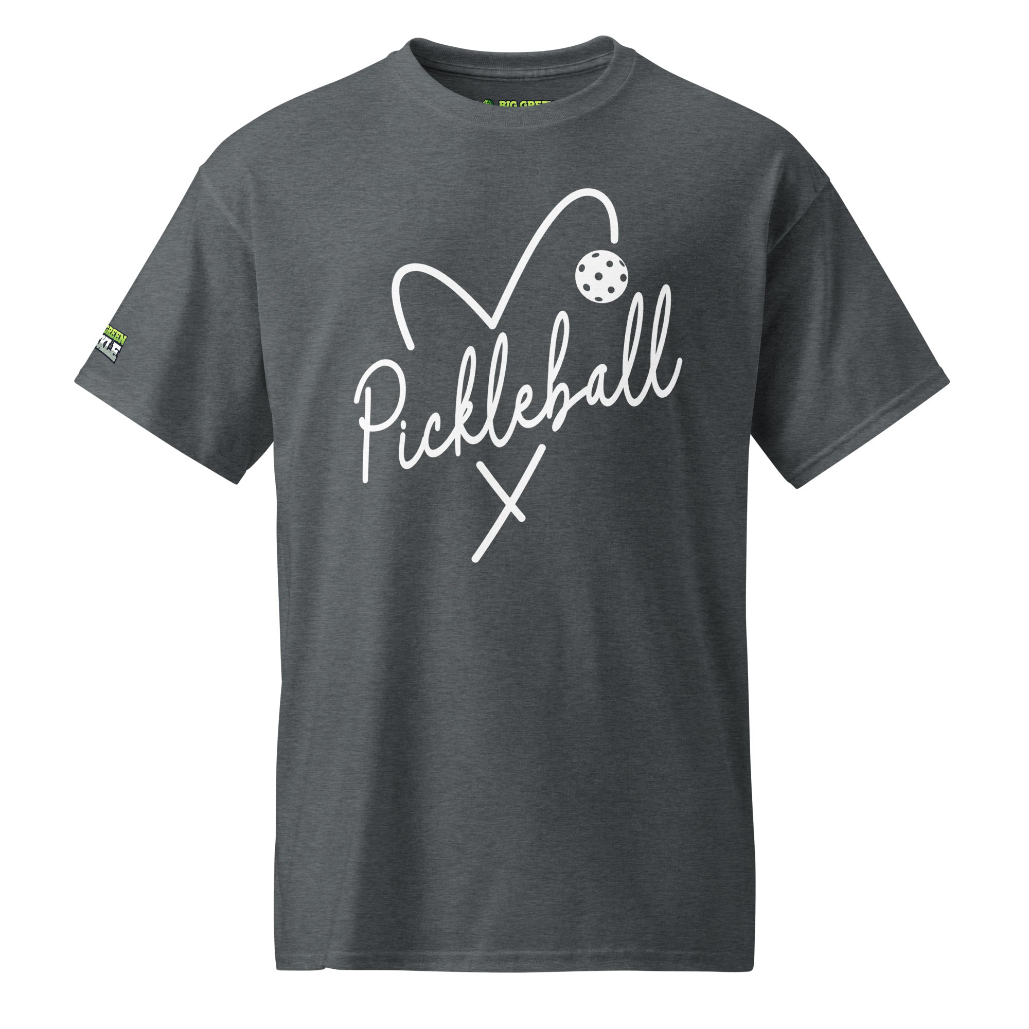 Heart Pickleball T-Shirt (50/50 Poly - Blend Tee) - Dark Heather