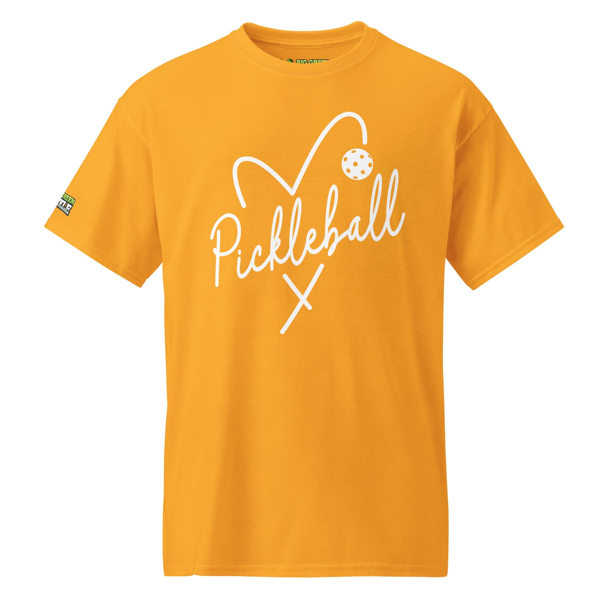 Heart Pickleball T-Shirt (50/50 Poly - Blend Tee) - Gold