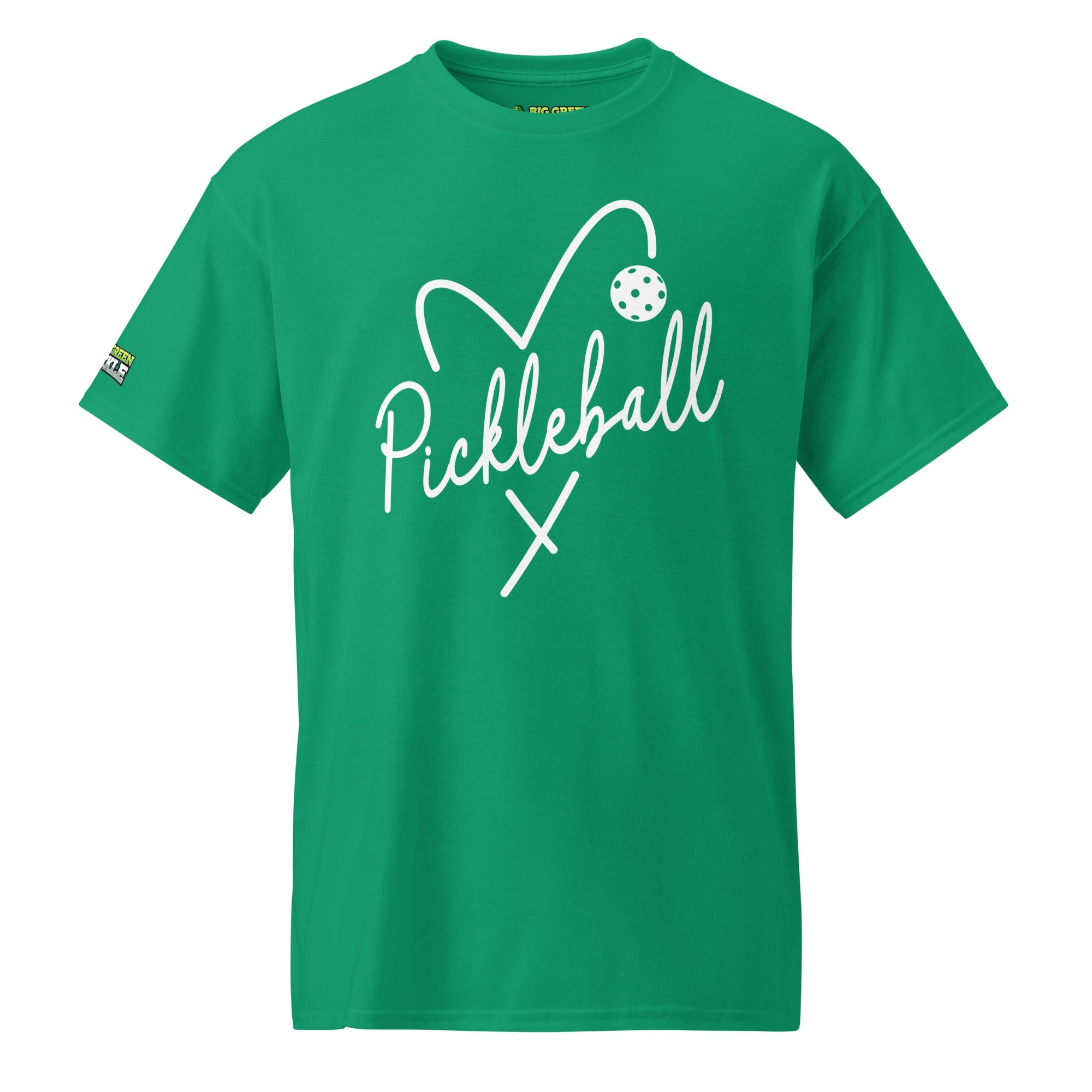 Heart Pickleball T-Shirt (50/50 Poly - Blend Tee) - Kelly Green