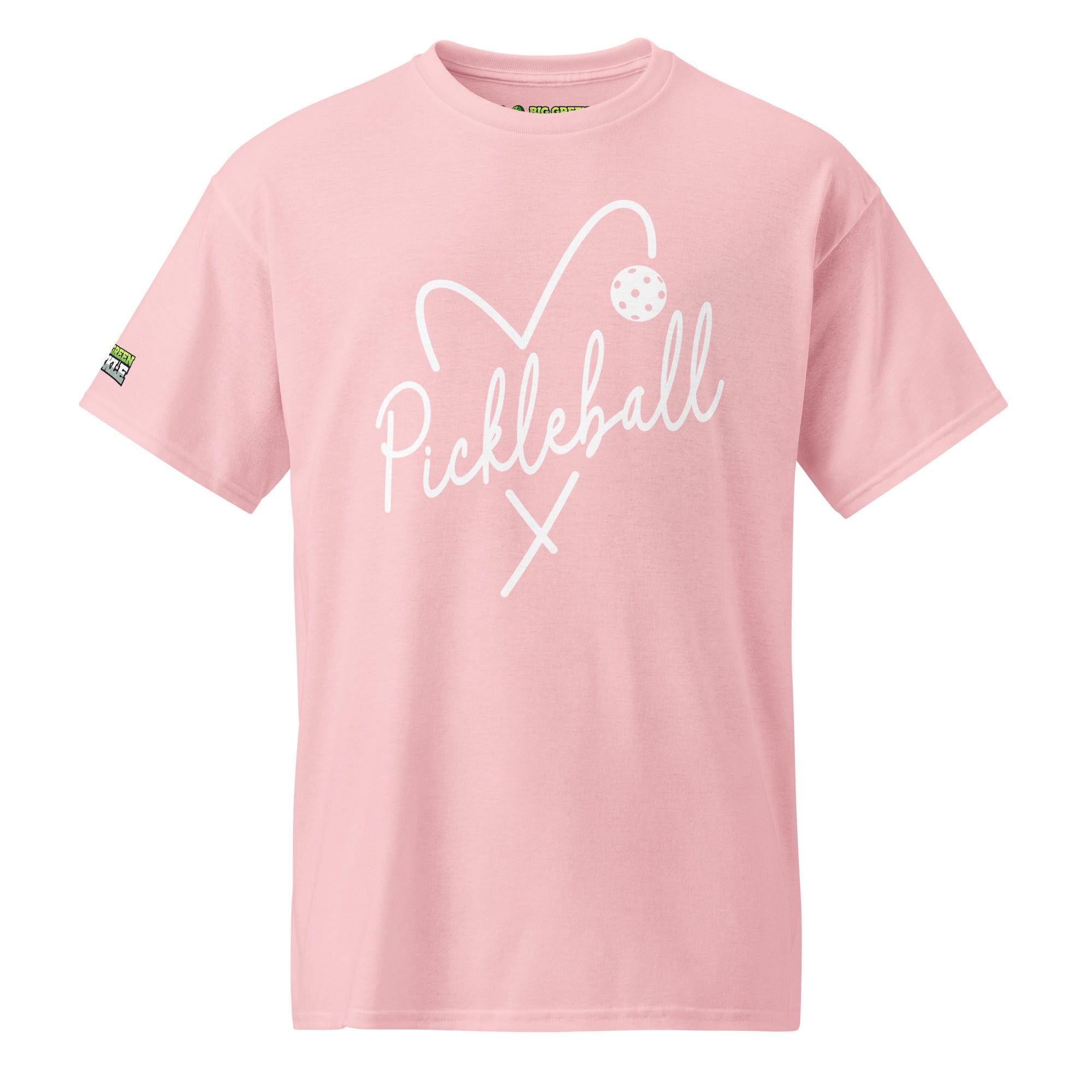 Heart Pickleball T-Shirt (50/50 Poly - Blend Tee) - Light Pink