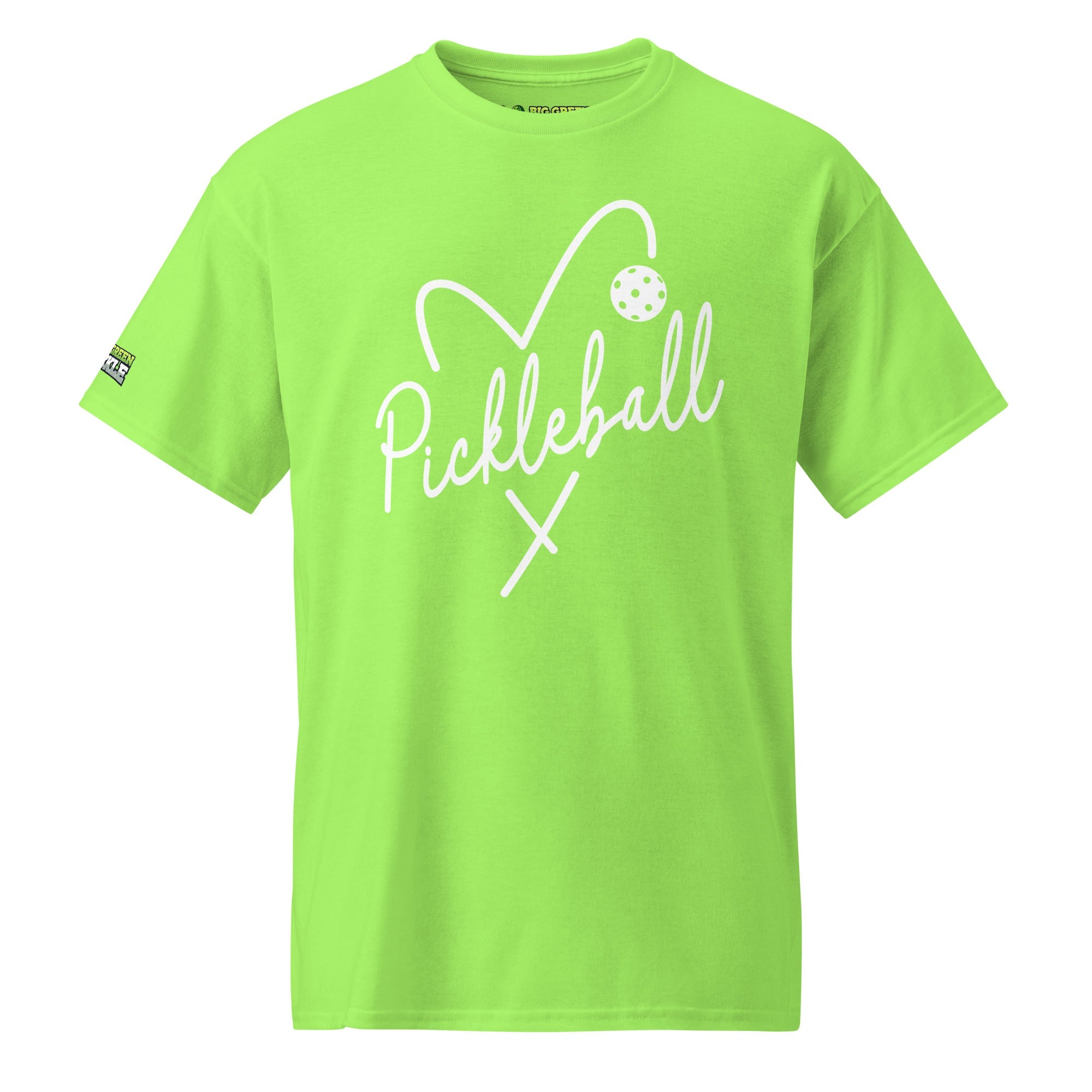 Heart Pickleball T-Shirt (50/50 Poly - Blend Tee) - Lime