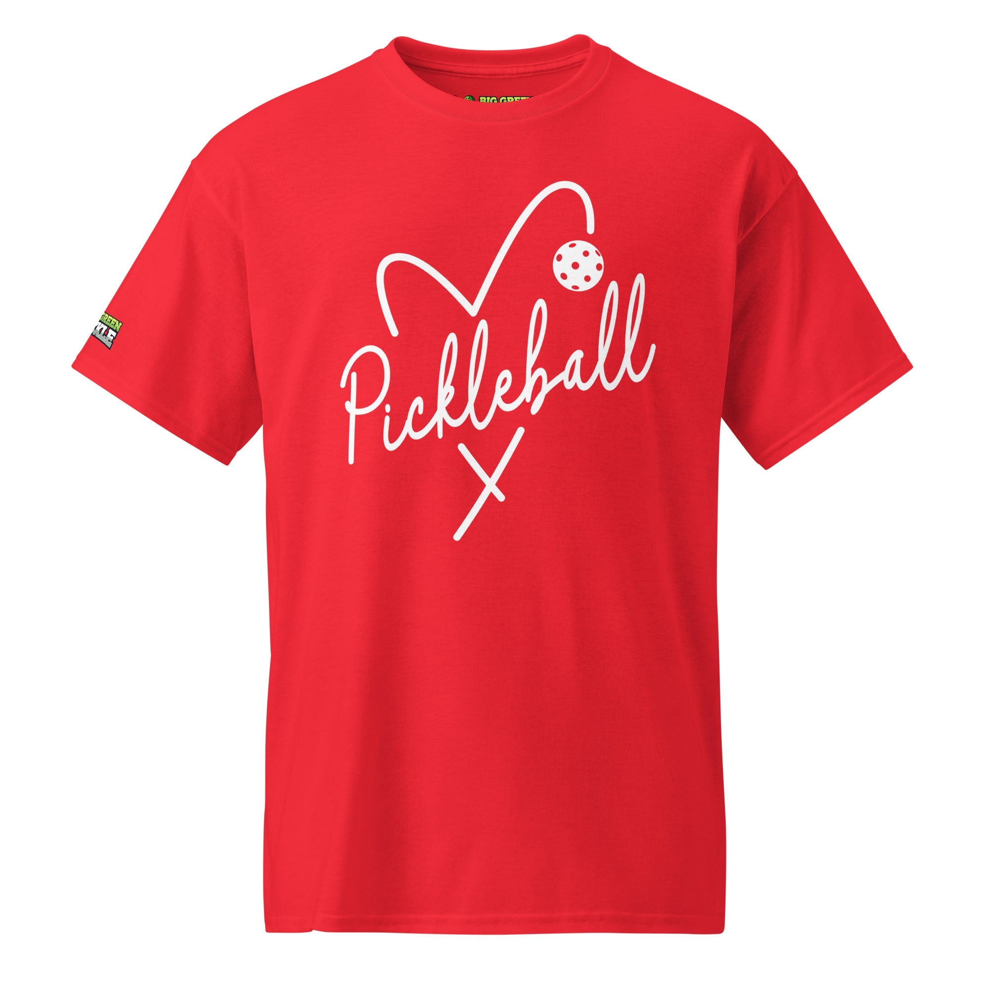 Heart Pickleball T-Shirt (50/50 Poly - Blend Tee) - Red