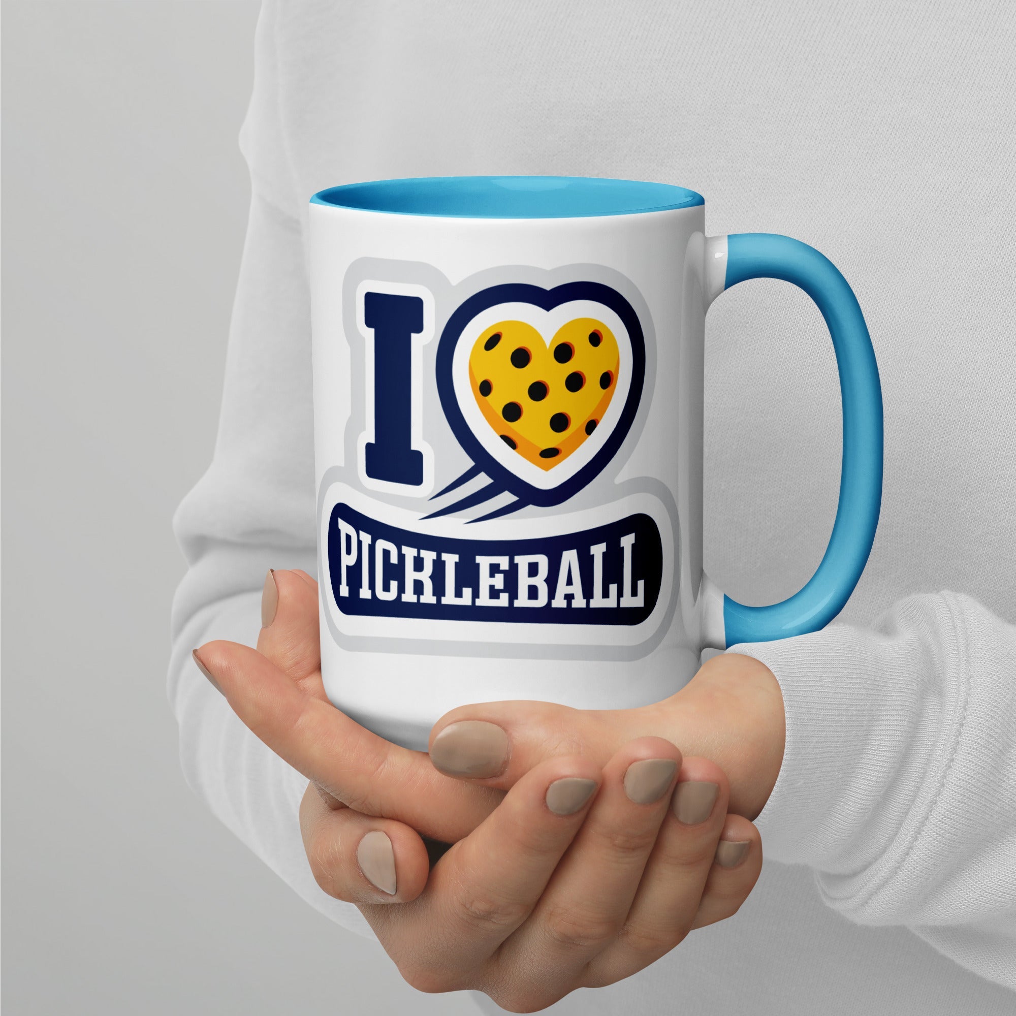 I Love Pickleball Coffee Mug with Color Interior - Blue