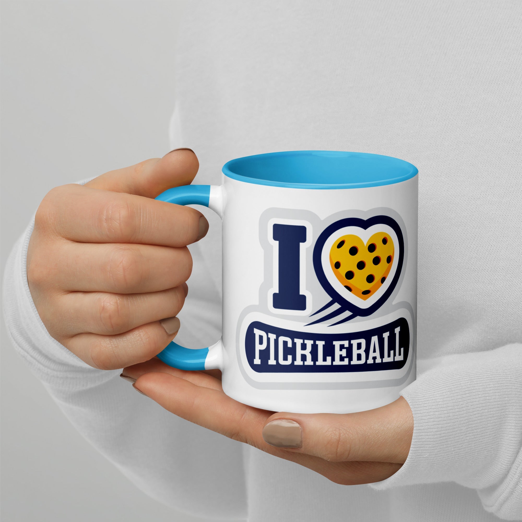 I Love Pickleball Coffee Mug with Color Interior - Blue