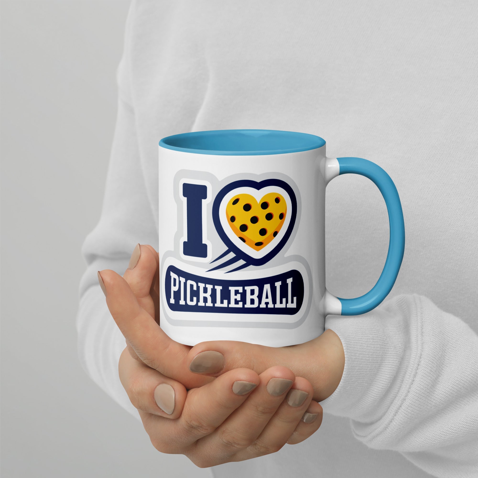 I Love Pickleball Coffee Mug with Color Interior - Blue