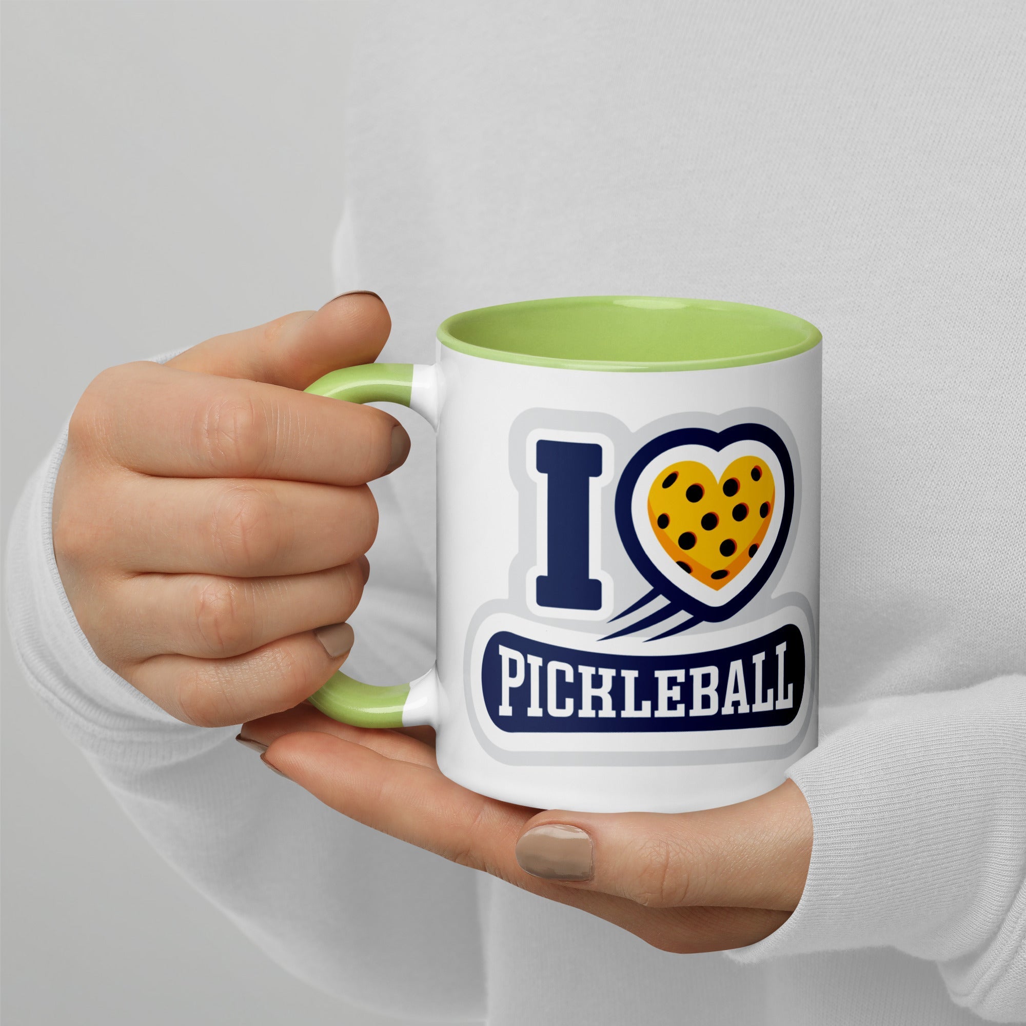 I Love Pickleball Coffee Mug with Color Interior - Green