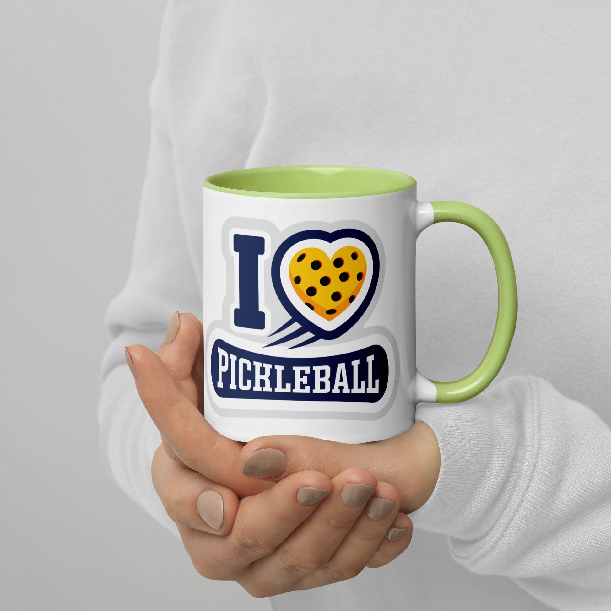 I Love Pickleball Coffee Mug with Color Interior - Green
