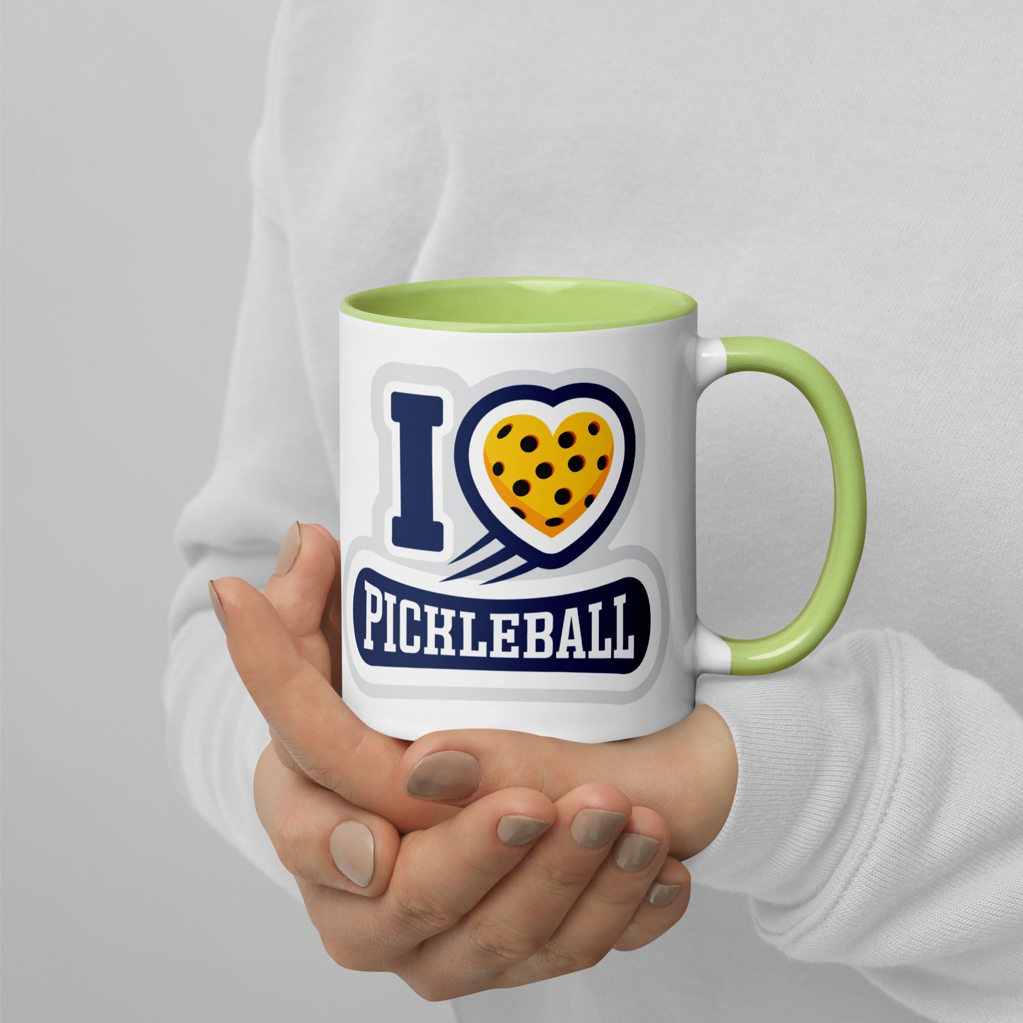 I Love Pickleball Coffee Mug with Color Interior - Green