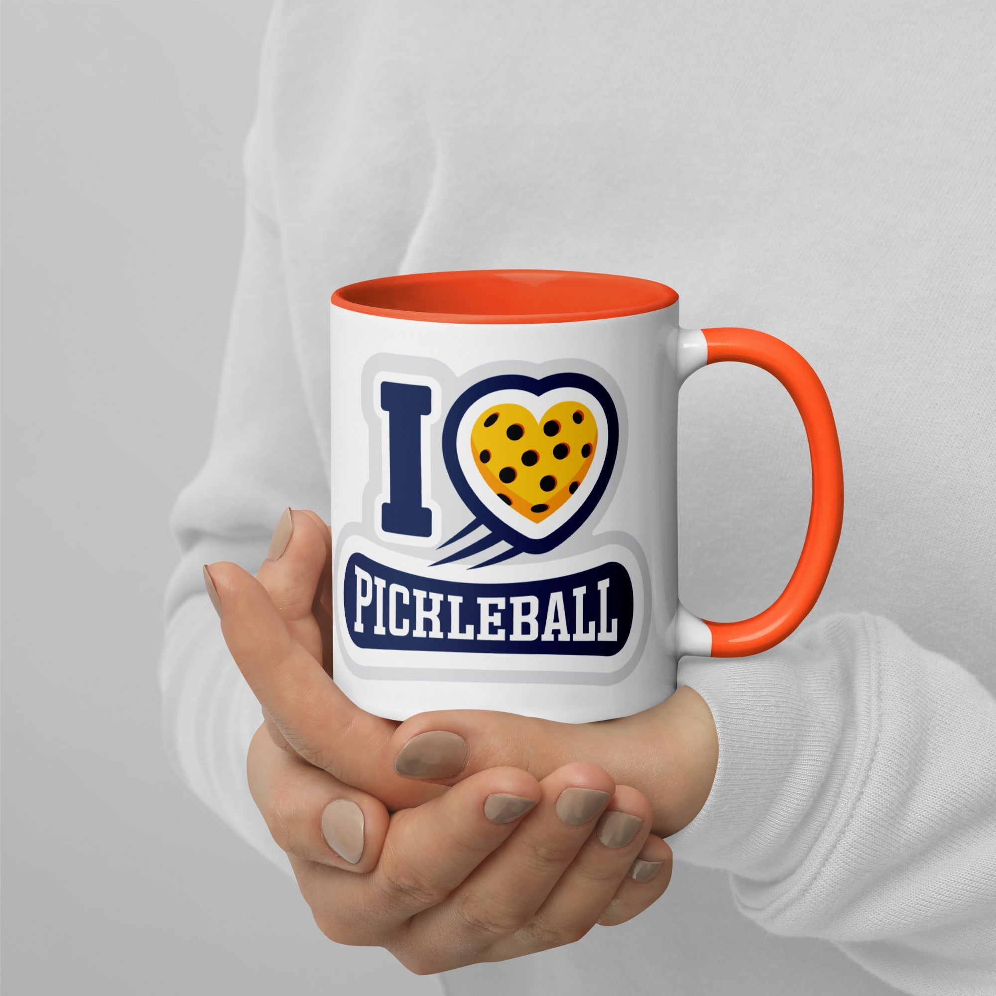 I Love Pickleball Coffee Mug with Color Interior - Orange