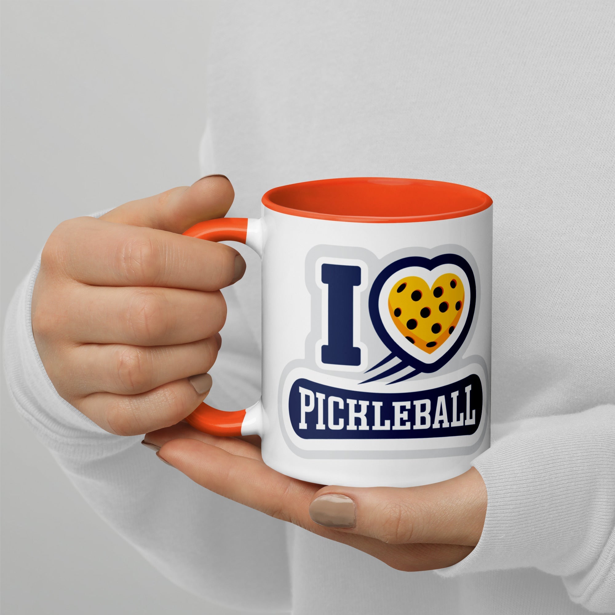 I Love Pickleball Coffee Mug with Color Interior - Orange