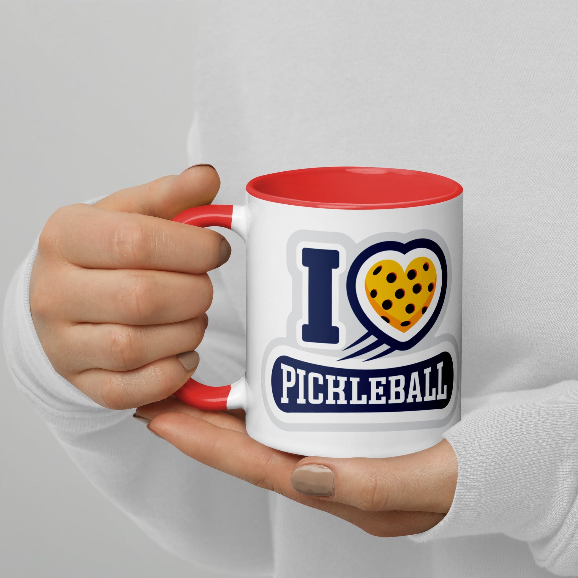 I Love Pickleball Coffee Mug with Color Interior - Red