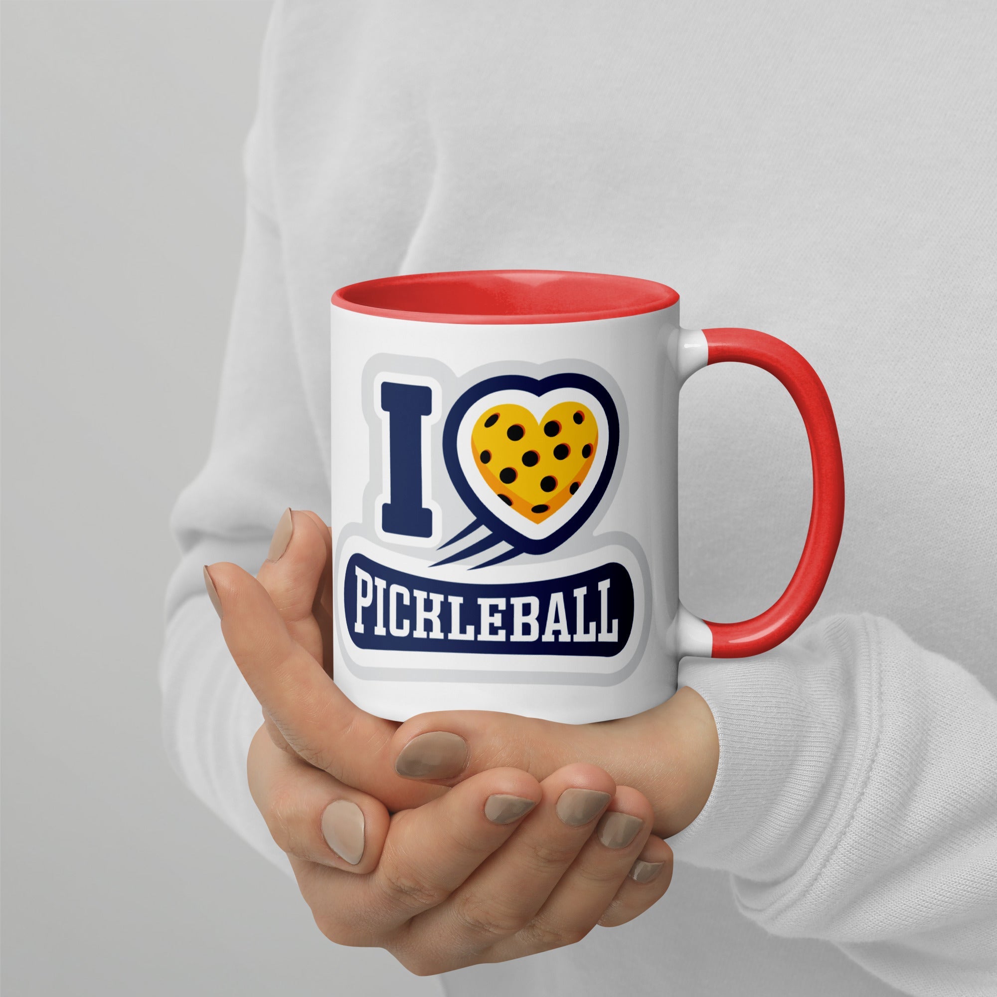I Love Pickleball Coffee Mug with Color Interior - Red