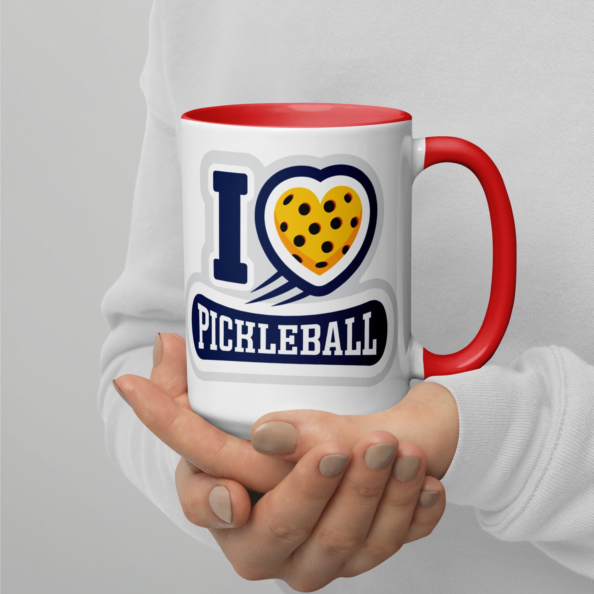 I Love Pickleball Coffee Mug with Color Interior - Red