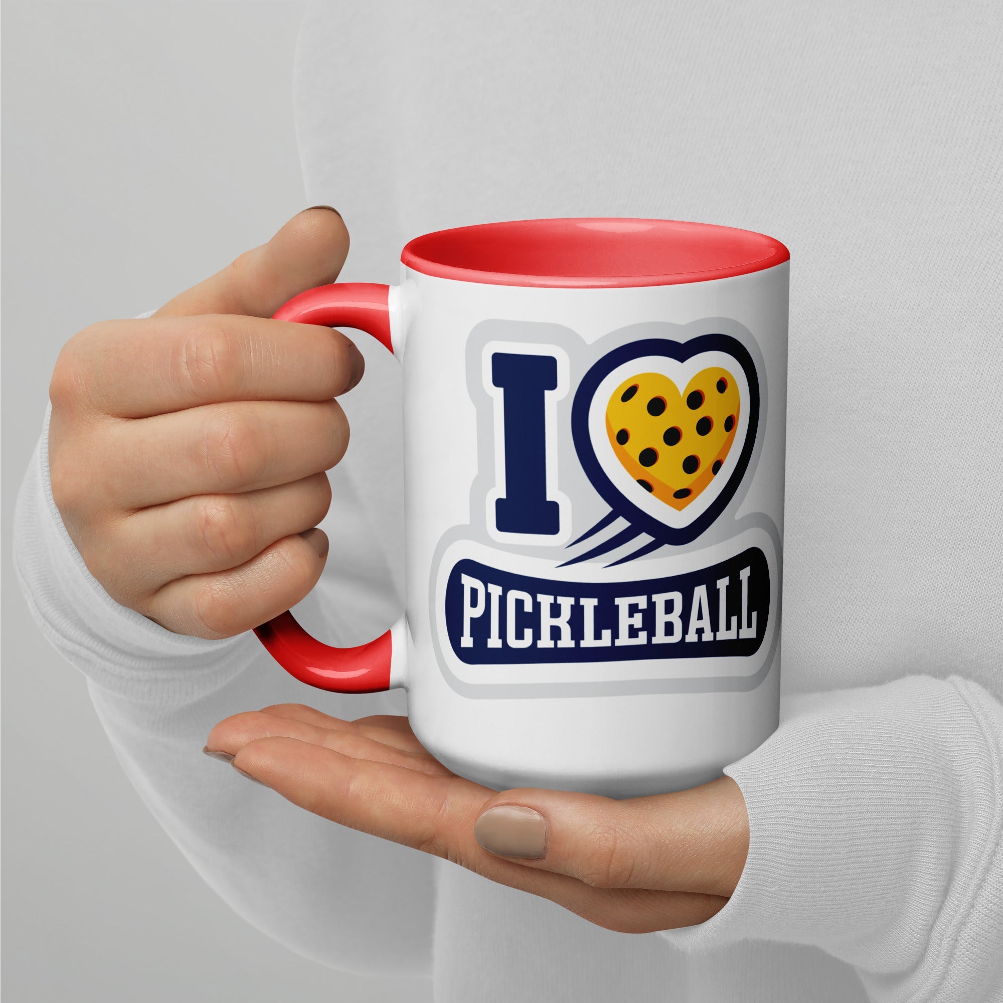 I Love Pickleball Coffee Mug with Color Interior - Red
