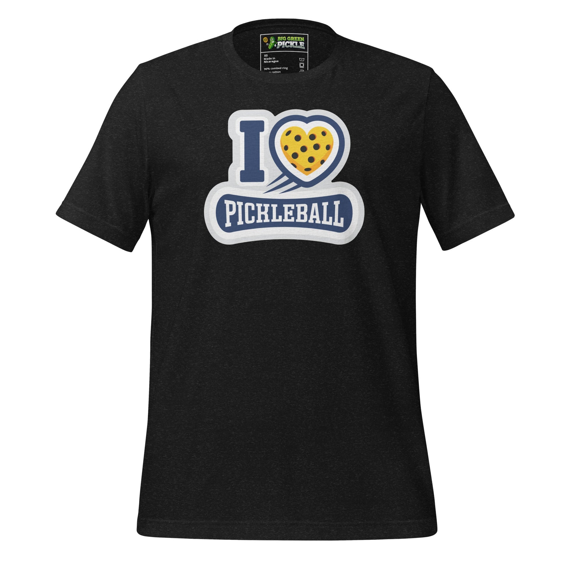I Love Pickleball Graphic T-Shirt - Black Heather