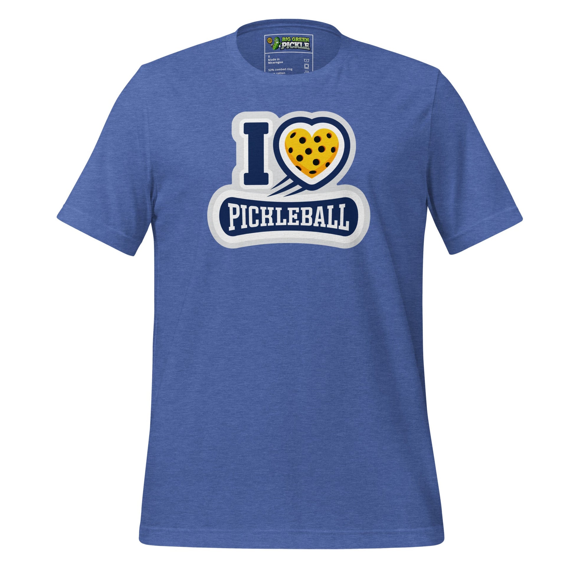 I Love Pickleball Graphic T-Shirt - Heather True Royal