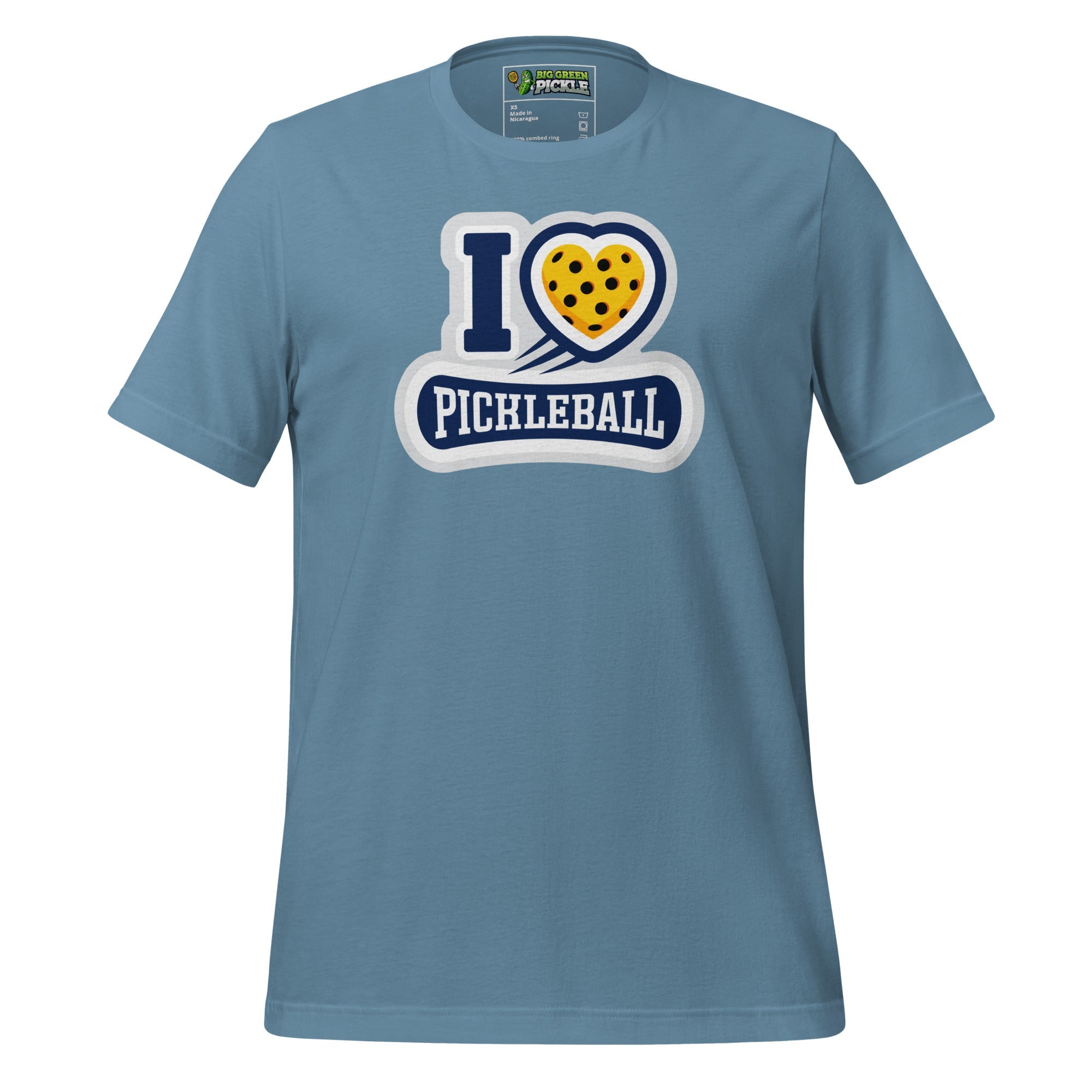 I Love Pickleball Graphic T-Shirt - Steel Blue