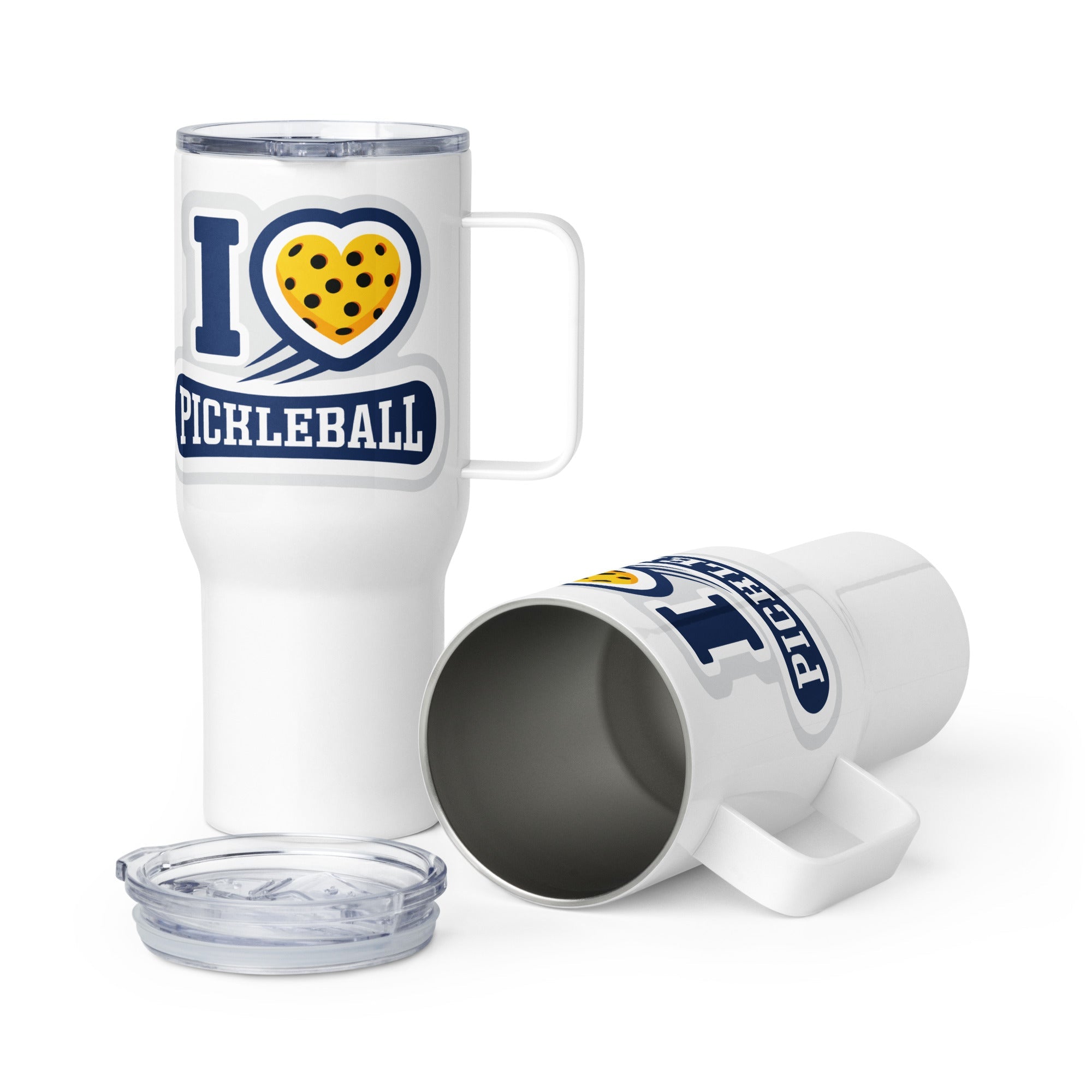 I Love ❤️ Pickleball Tumbler with Handle – For Court & Coffee - 25 oz