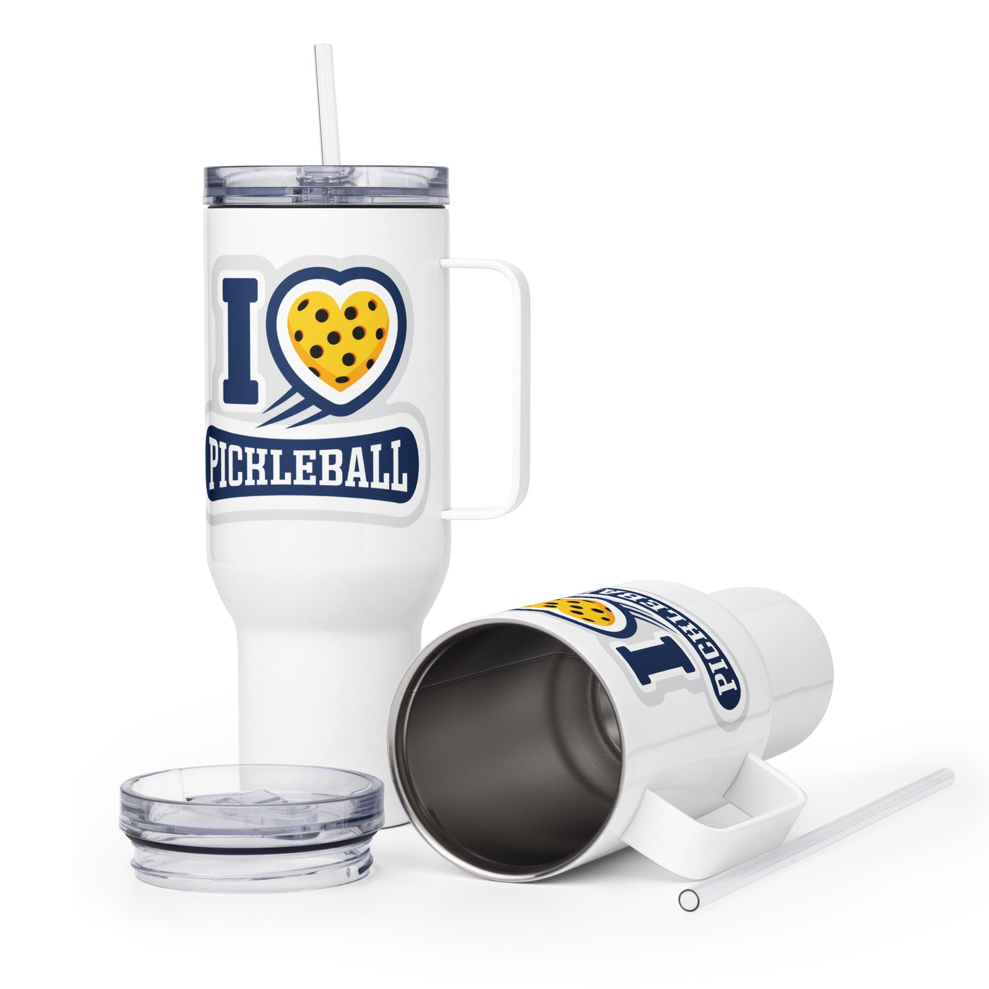 I Love ❤️ Pickleball Tumbler with Handle – For Court & Coffee - 40 oz