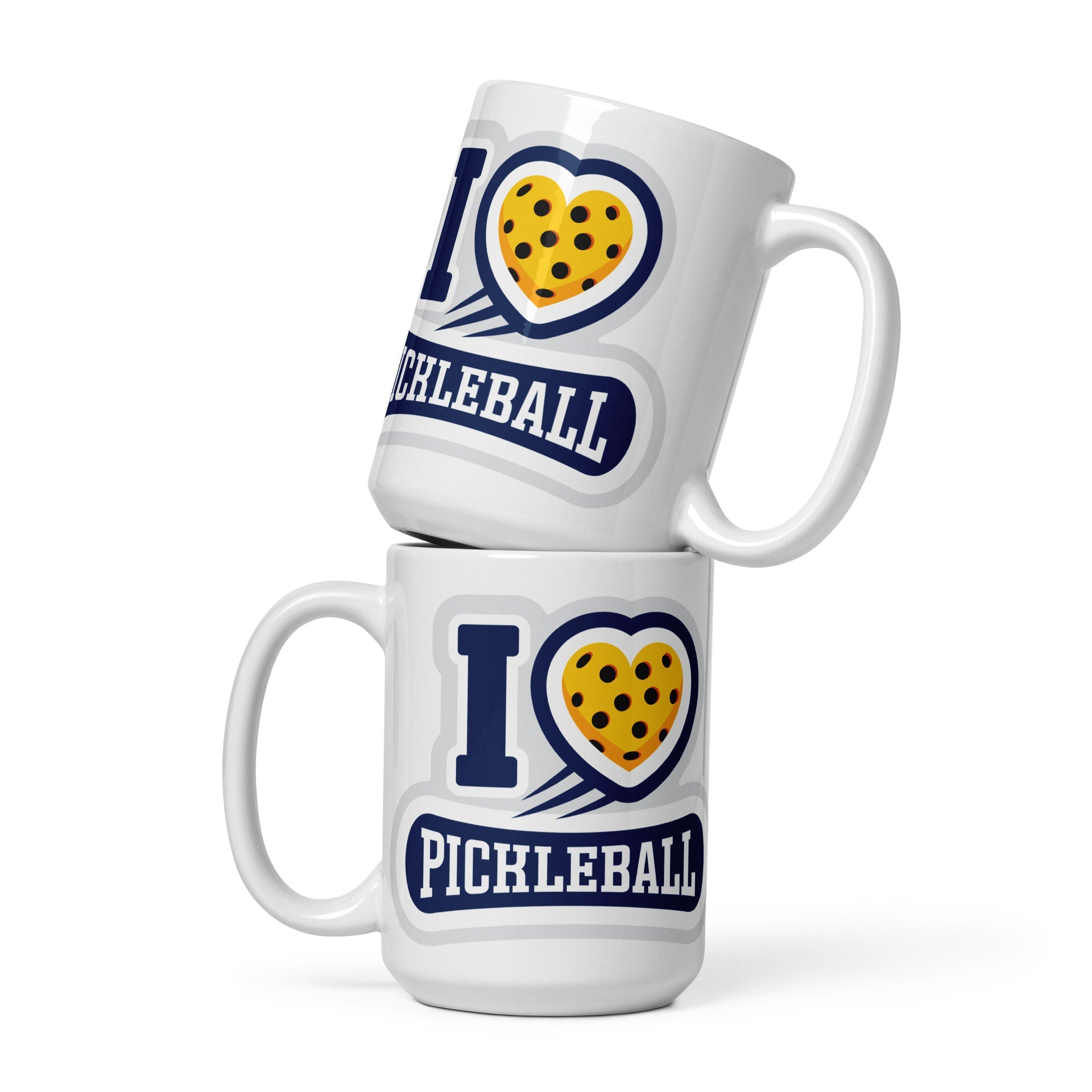 I Love ❤️ Pickleball White Ceramic Coffee Mug - 15 oz