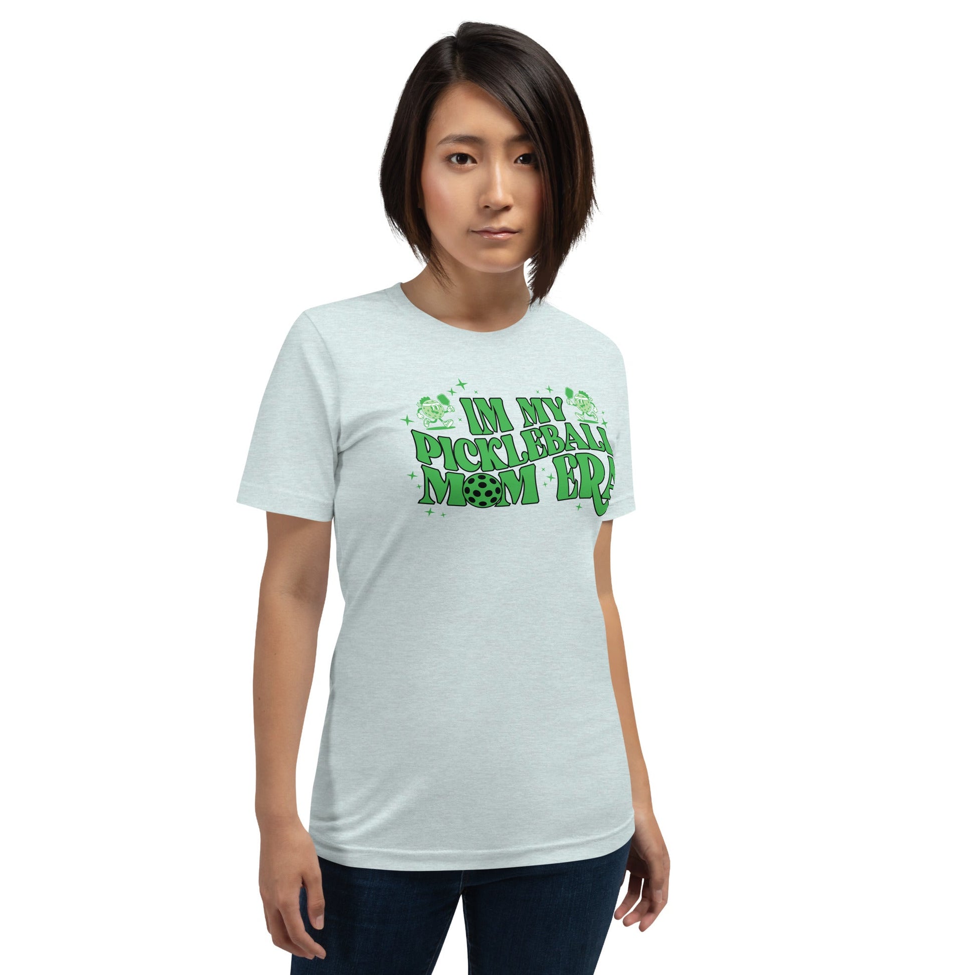In My Pickleball Mom Era t-shirt - Heather Prism Ice Blue