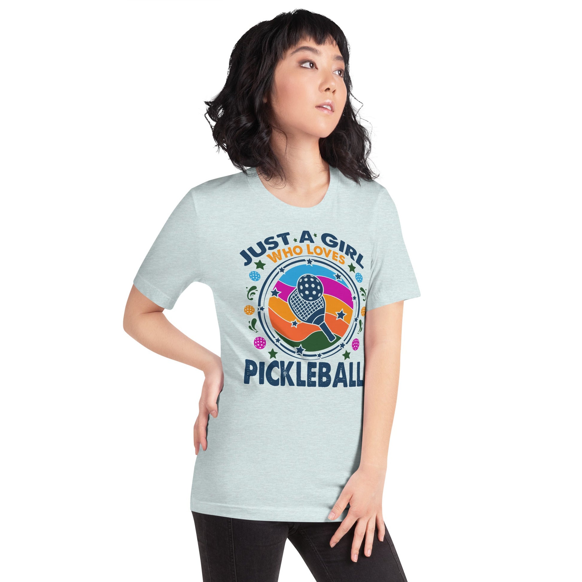 Just A Girl Who Loves Pickleball T-Shirt - Heather Prism Ice Blue