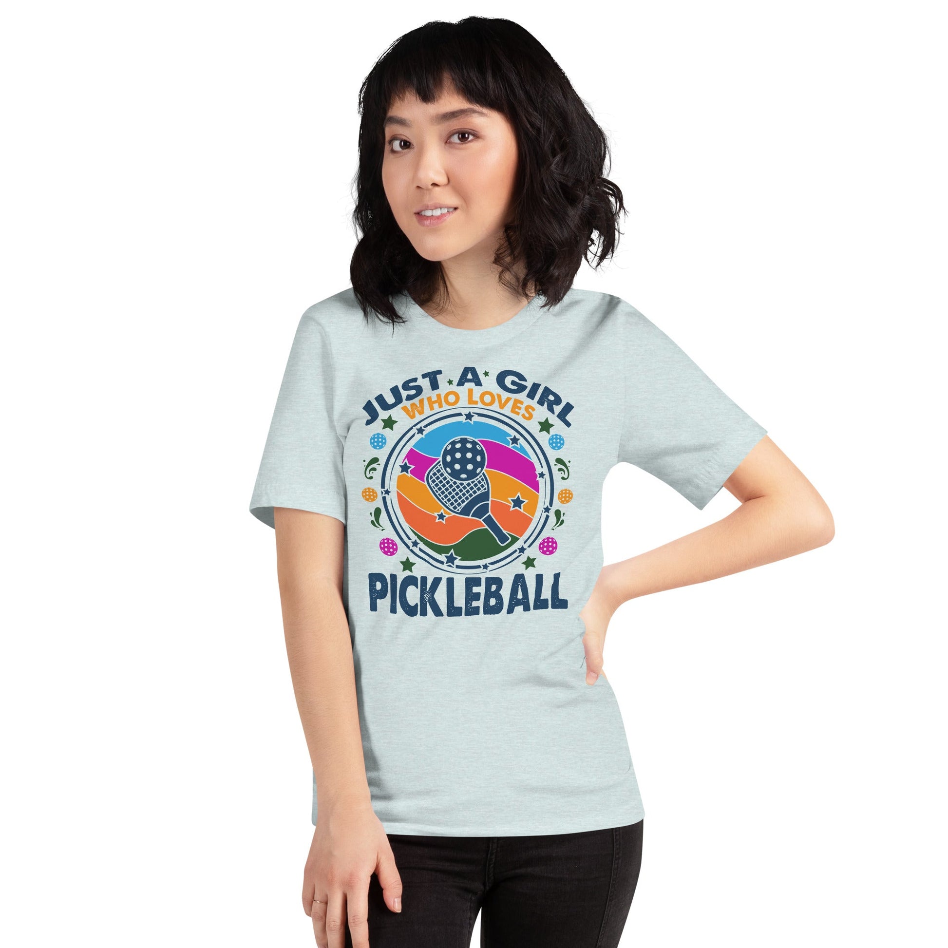 Just A Girl Who Loves Pickleball T-Shirt - Heather Prism Ice Blue