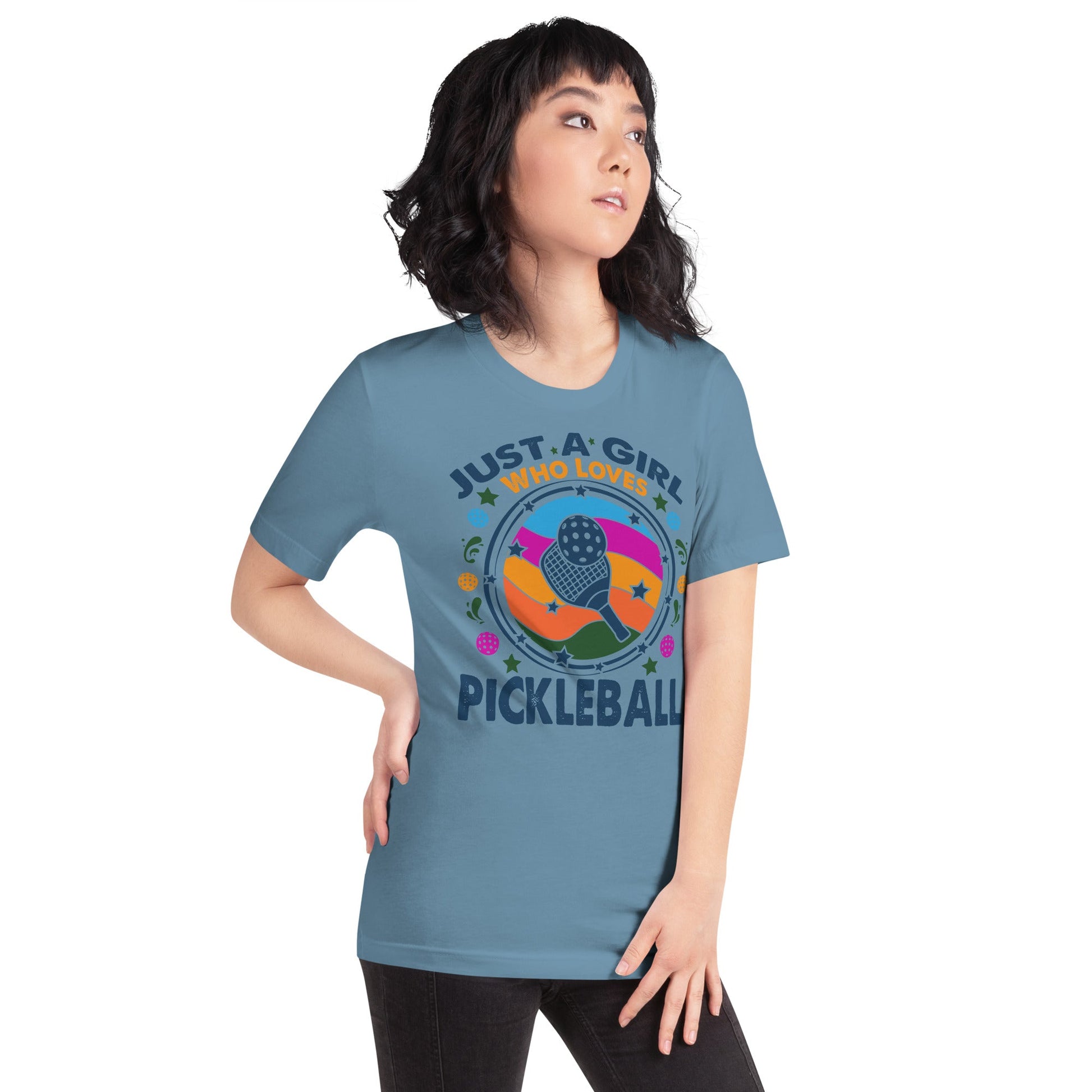 Just A Girl Who Loves Pickleball T-Shirt - Steel Blue