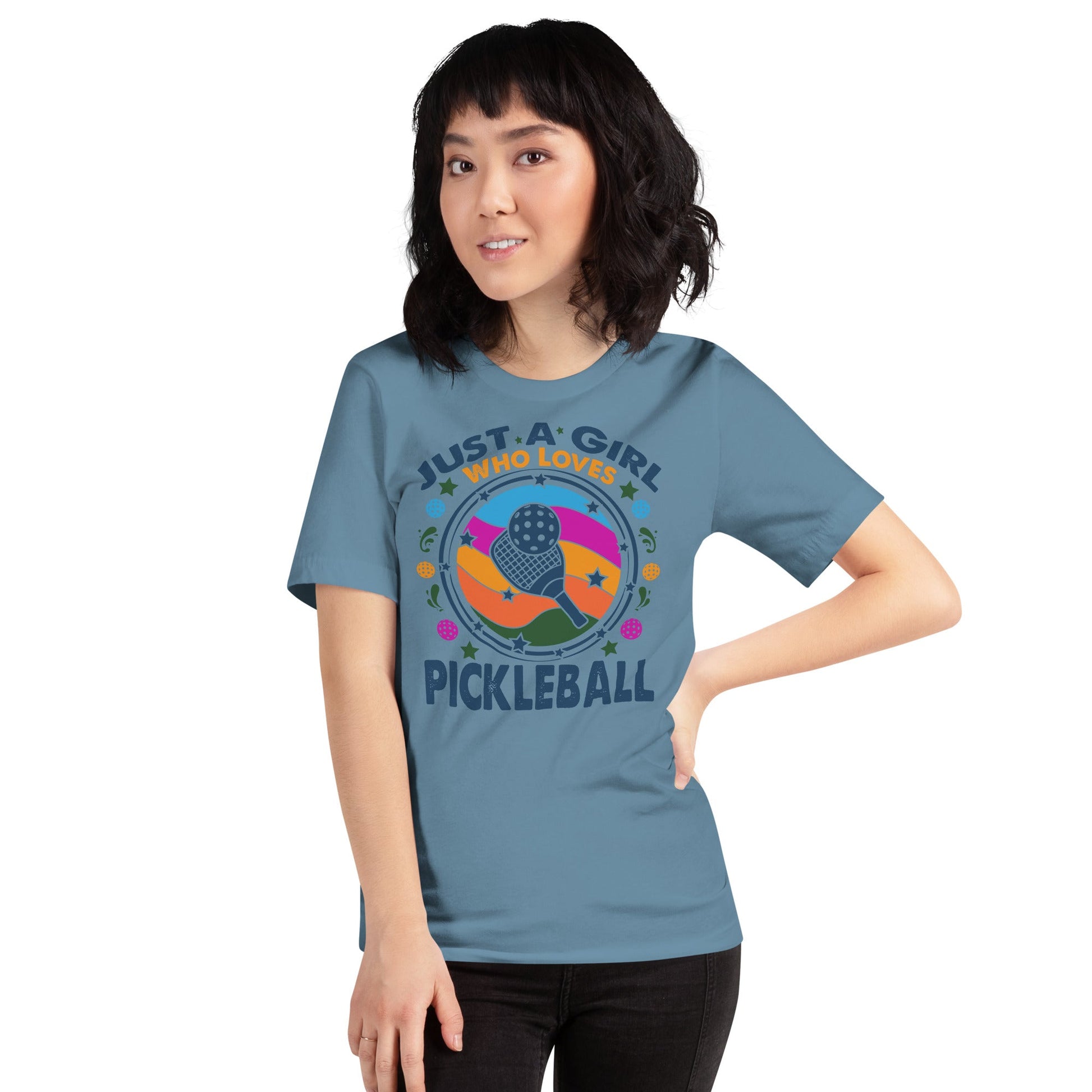 Just A Girl Who Loves Pickleball T-Shirt - Steel Blue