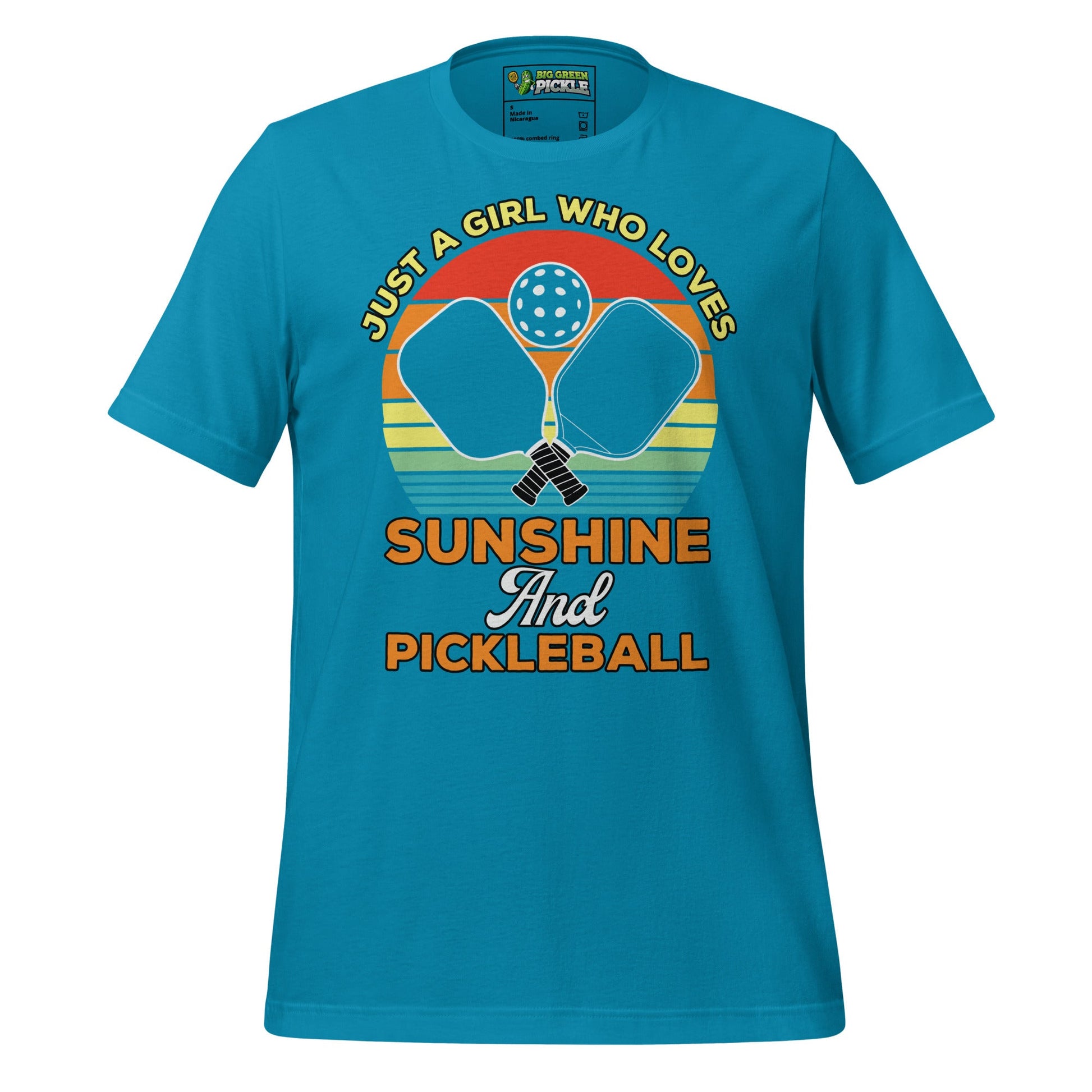 Just A Girl Who Loves Sunshine and Pickleball T-Shirt - Aqua