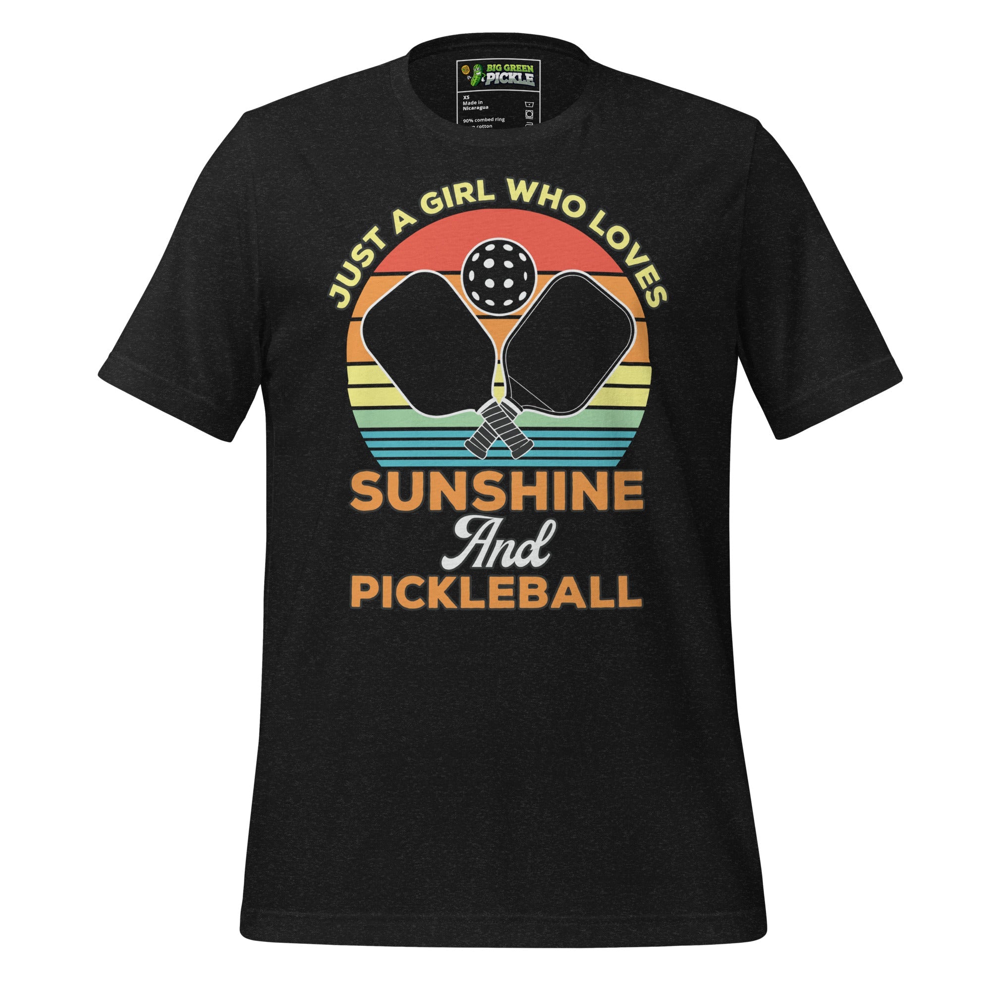 Just A Girl Who Loves Sunshine and Pickleball T-Shirt - Black Heather
