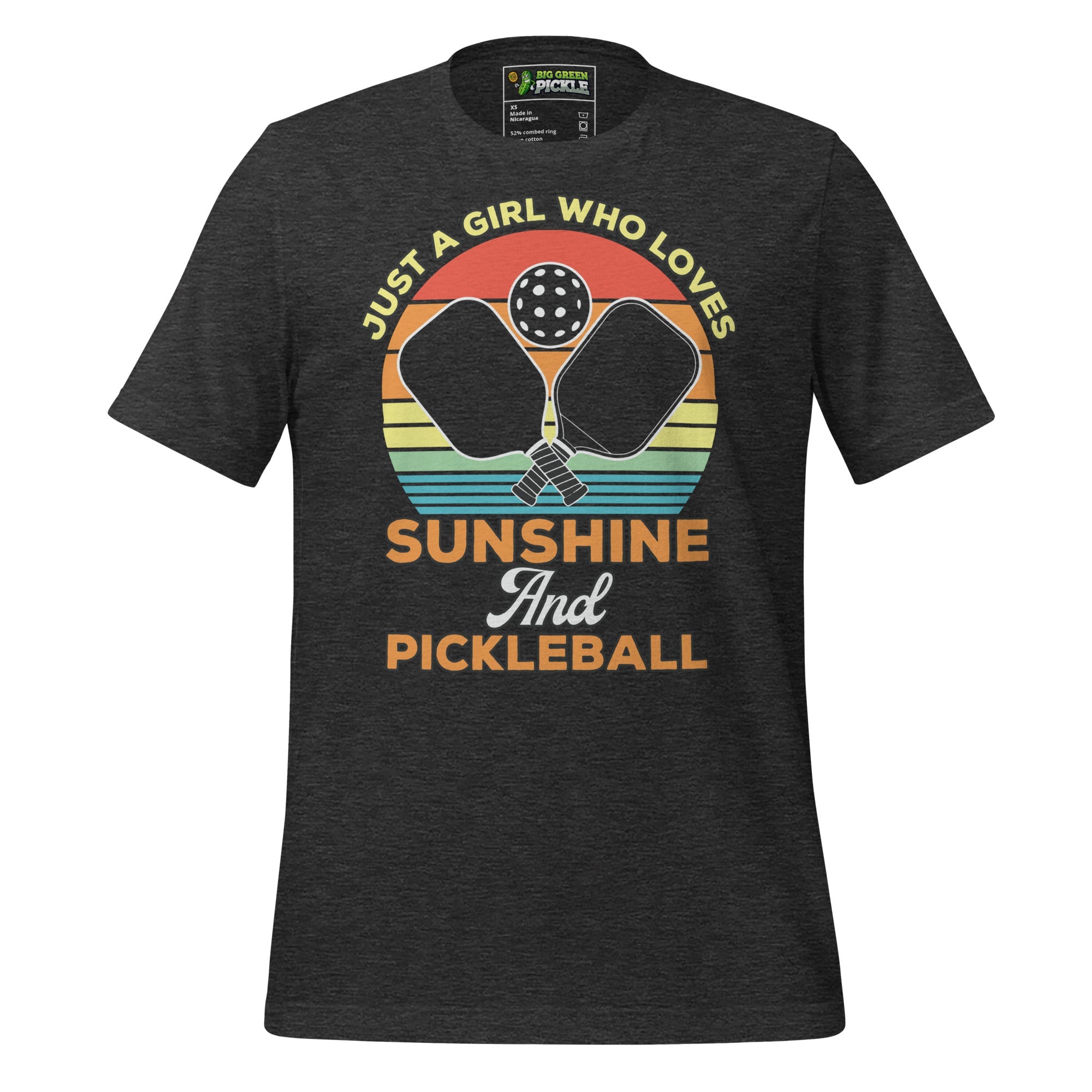 Just A Girl Who Loves Sunshine and Pickleball T-Shirt - Dark Grey Heather