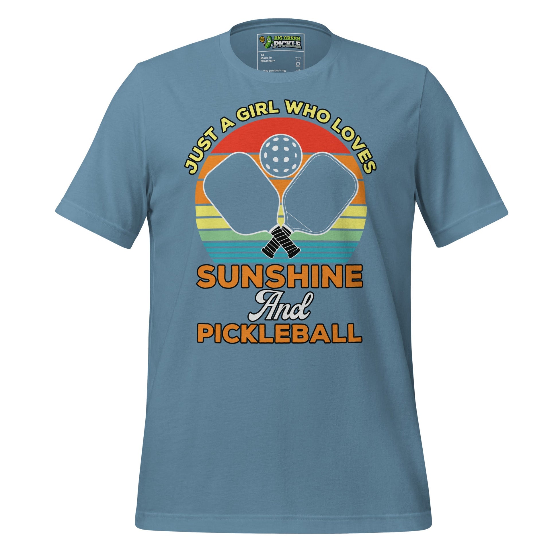 Just A Girl Who Loves Sunshine and Pickleball T-Shirt - Steel Blue