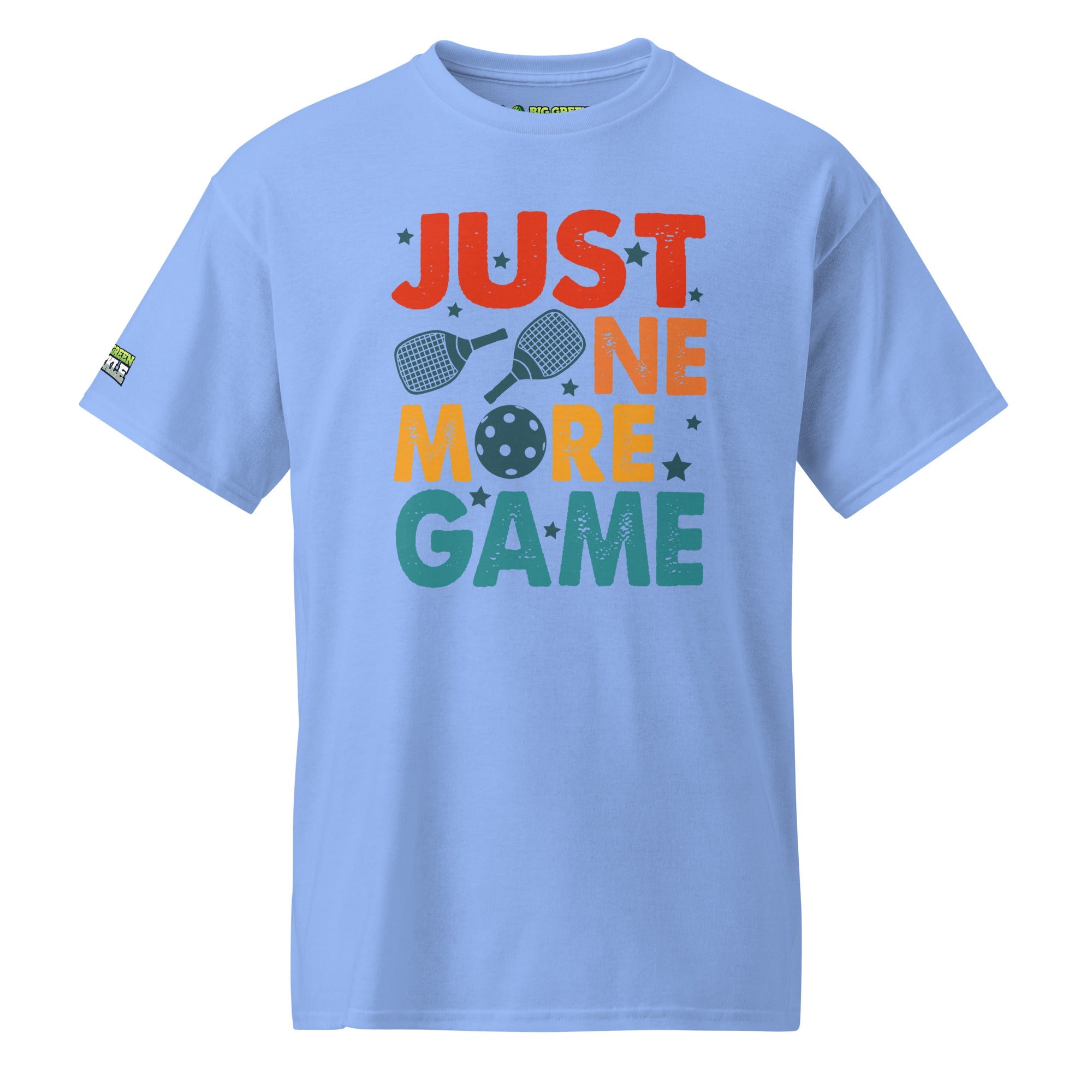 Just One More Game on 50/50 DryBlend Pickleball T-Shirt - Carolina Blue