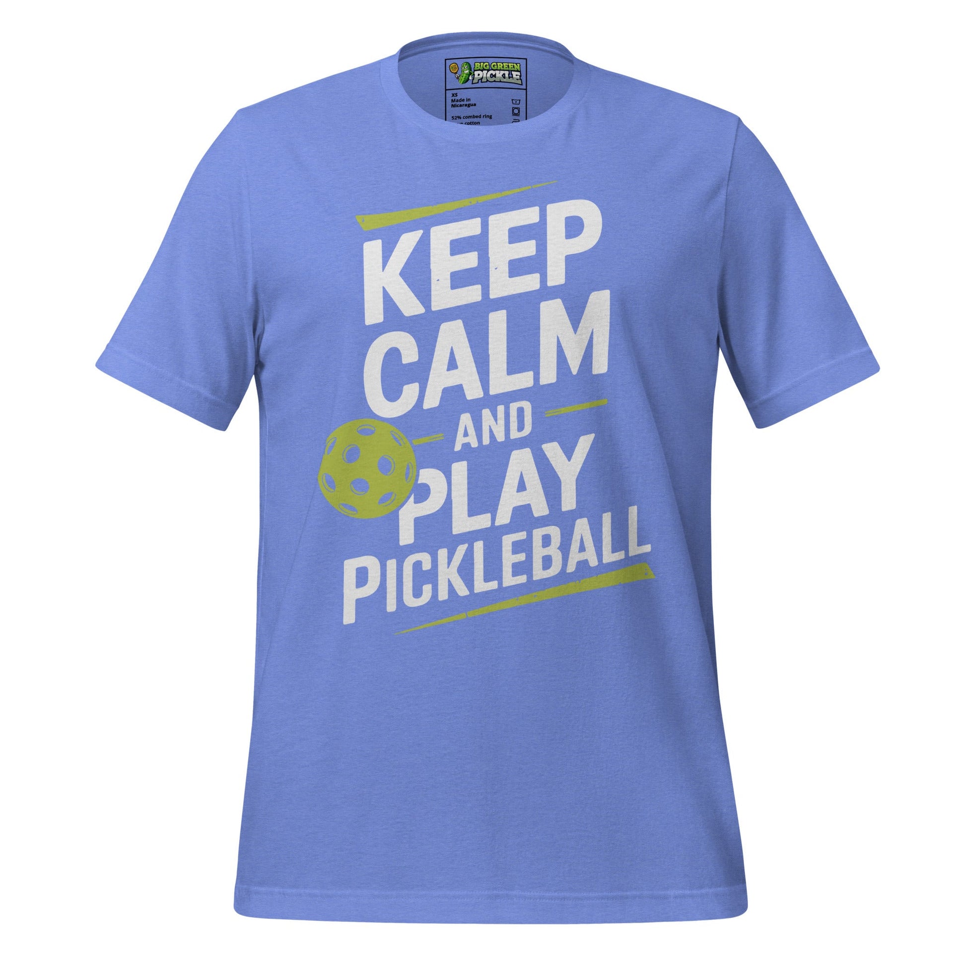 Keep Calm and Play Pickleball t-shirt - Heather Columbia Blue
