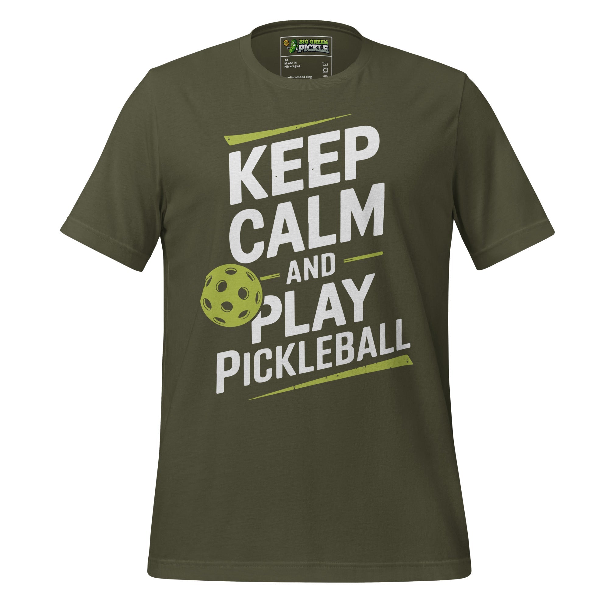 Keep Calm and Play Pickleball t-shirt - Military Green