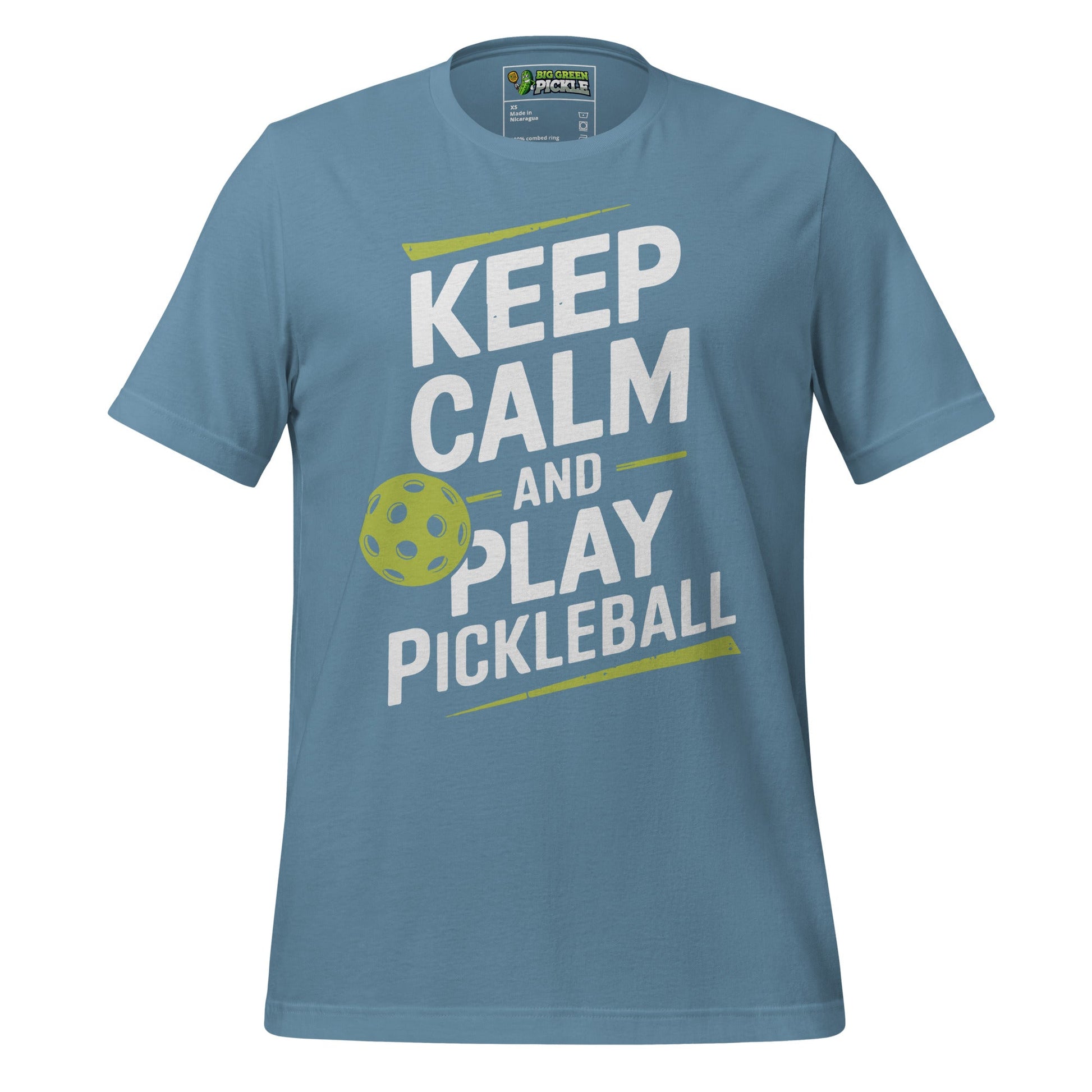 Keep Calm and Play Pickleball t-shirt - Steel Blue