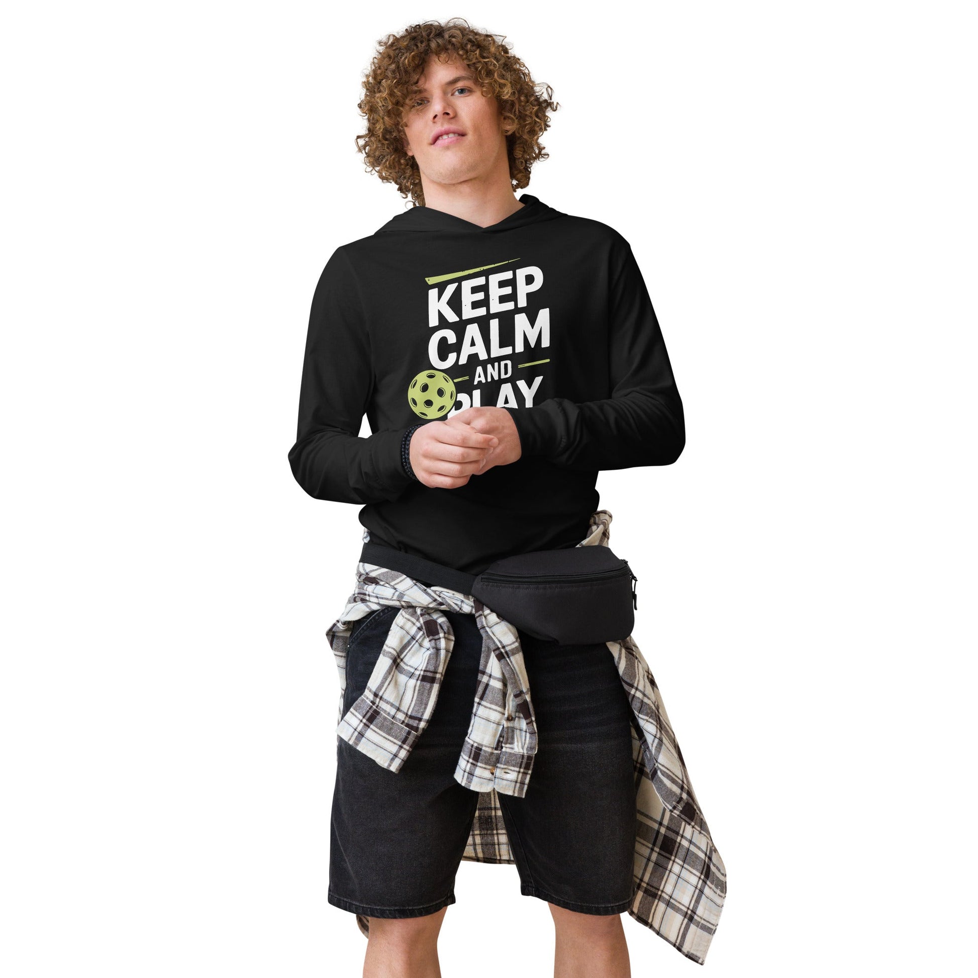 Keep Calm Pickleball Hoodie Tee - Black