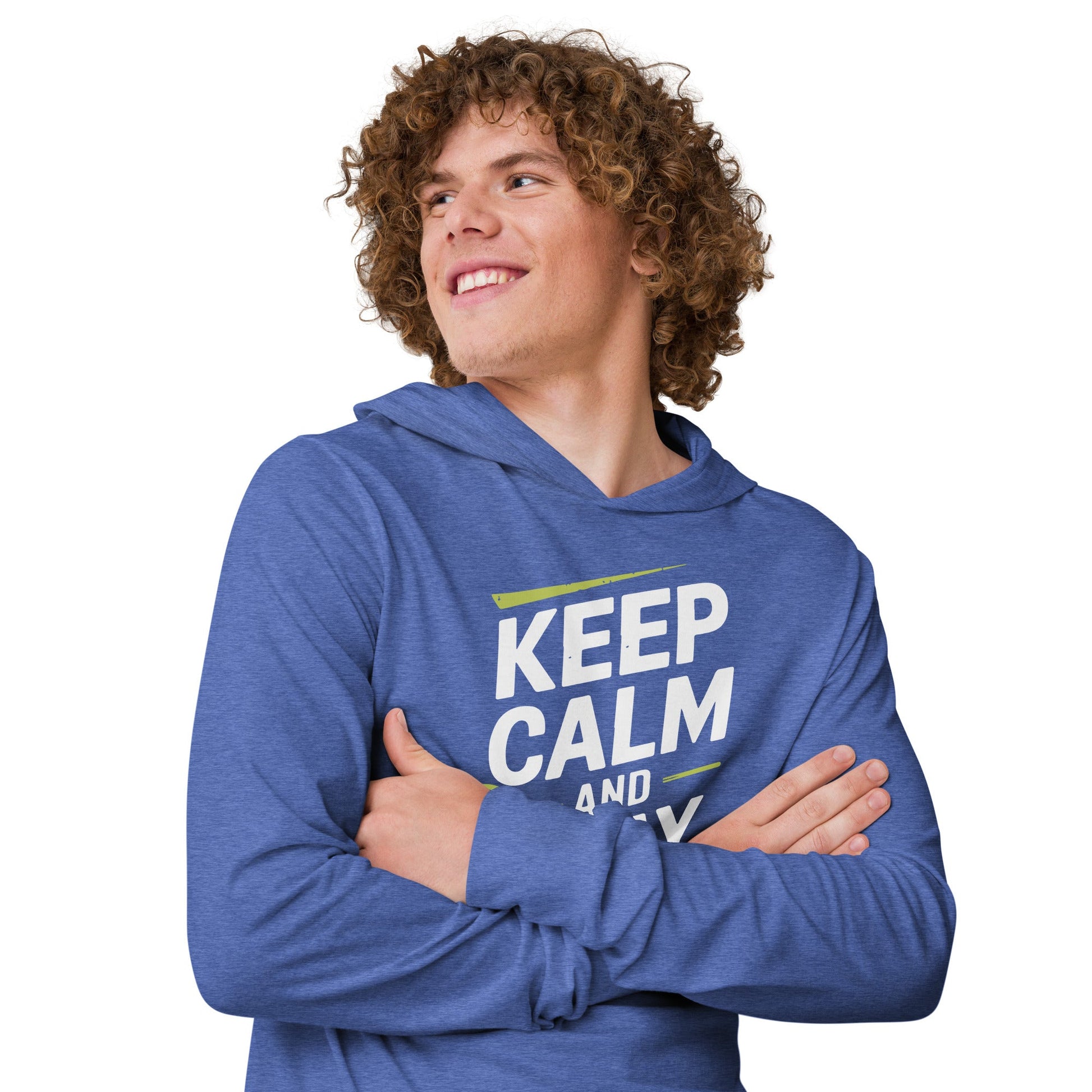 Keep Calm Pickleball Hoodie Tee - Heather True Royal