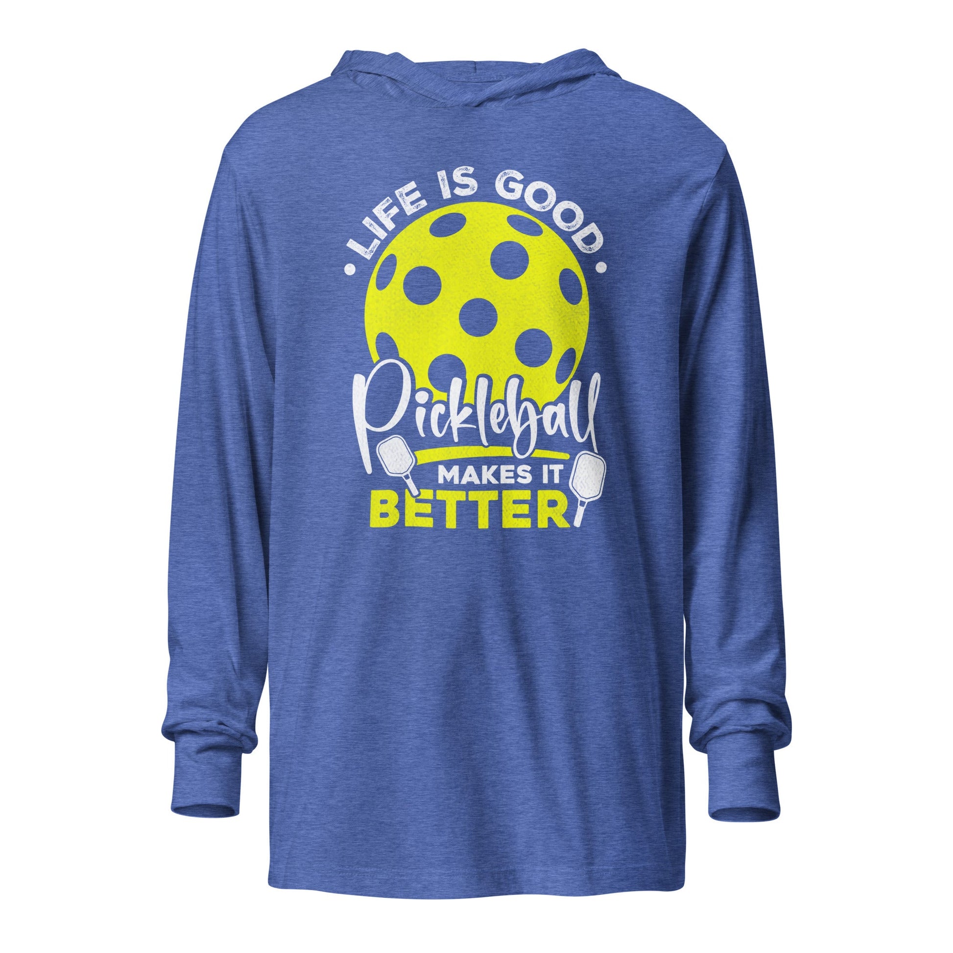 Life Is Good Pickleball Hoodie Tee – Lightweight & Fun - Heather True Royal