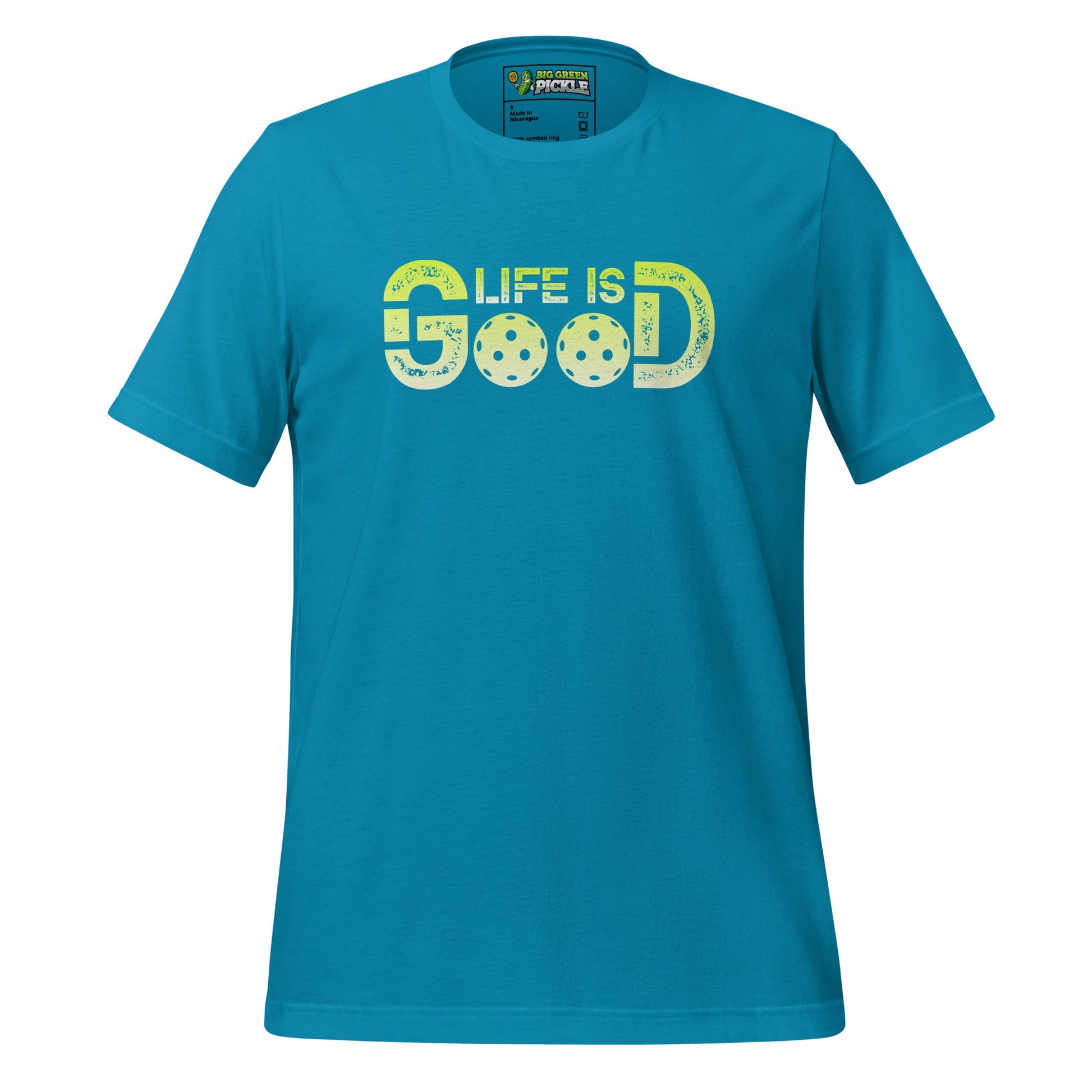 Life is Good Pickleball T-Shirt – Two Pickleballs, One Great Vibe - Aqua