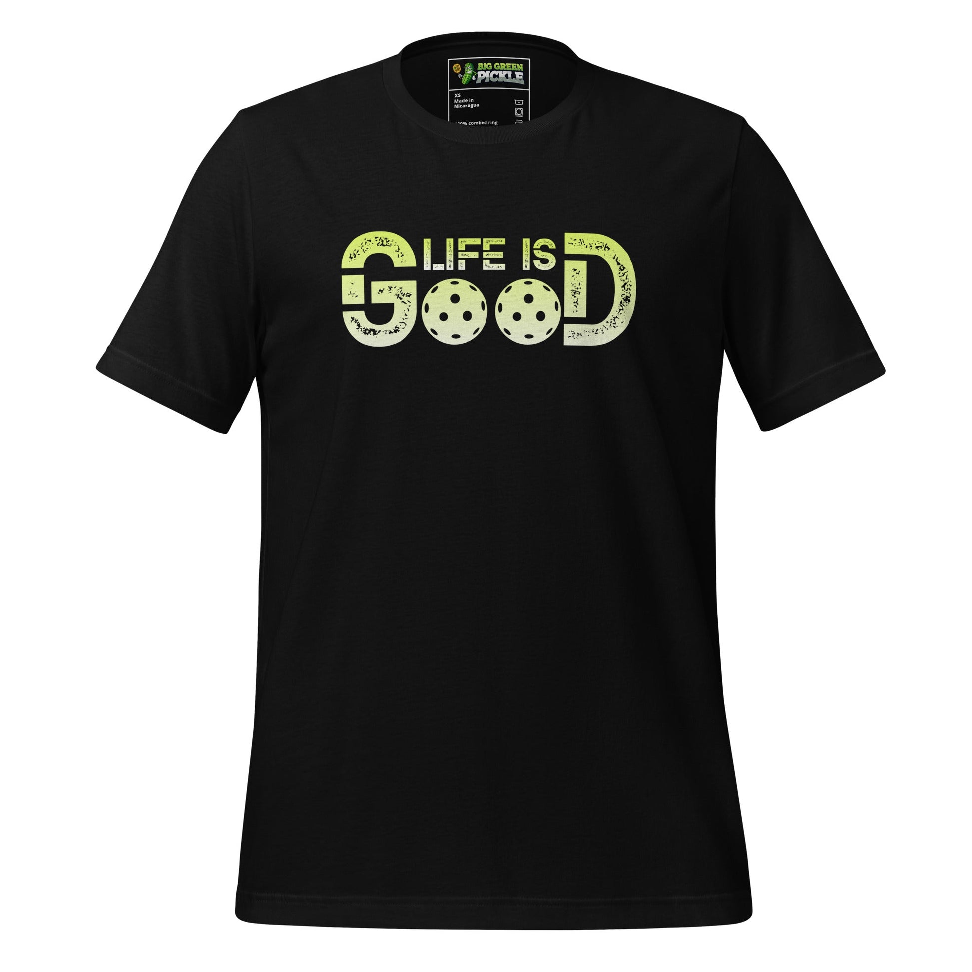 Life is Good Pickleball T-Shirt – Two Pickleballs, One Great Vibe - Black